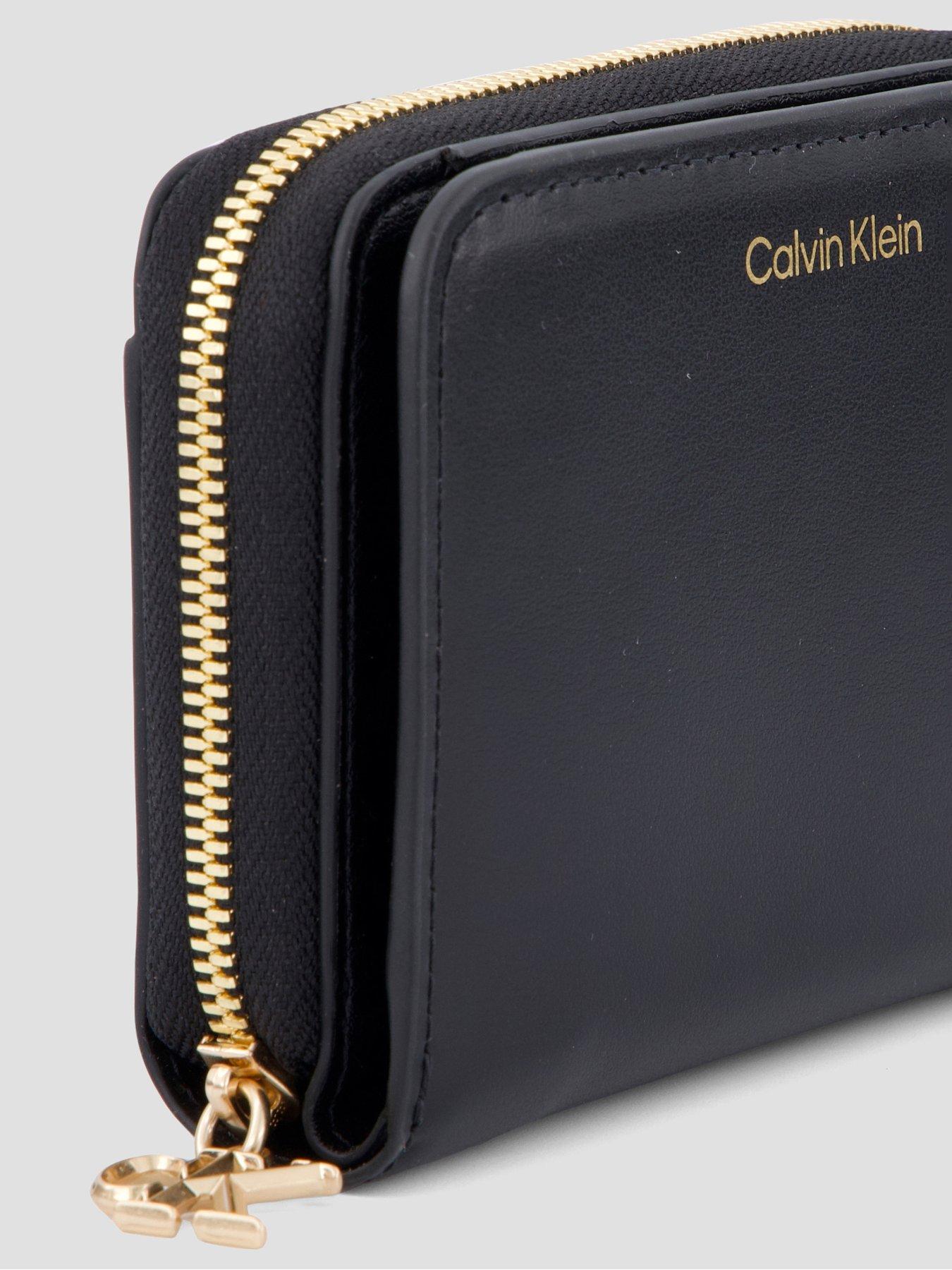 Image 5 of 5 of Calvin Klein Leather Rfid Monogram Charm Wallet - Black