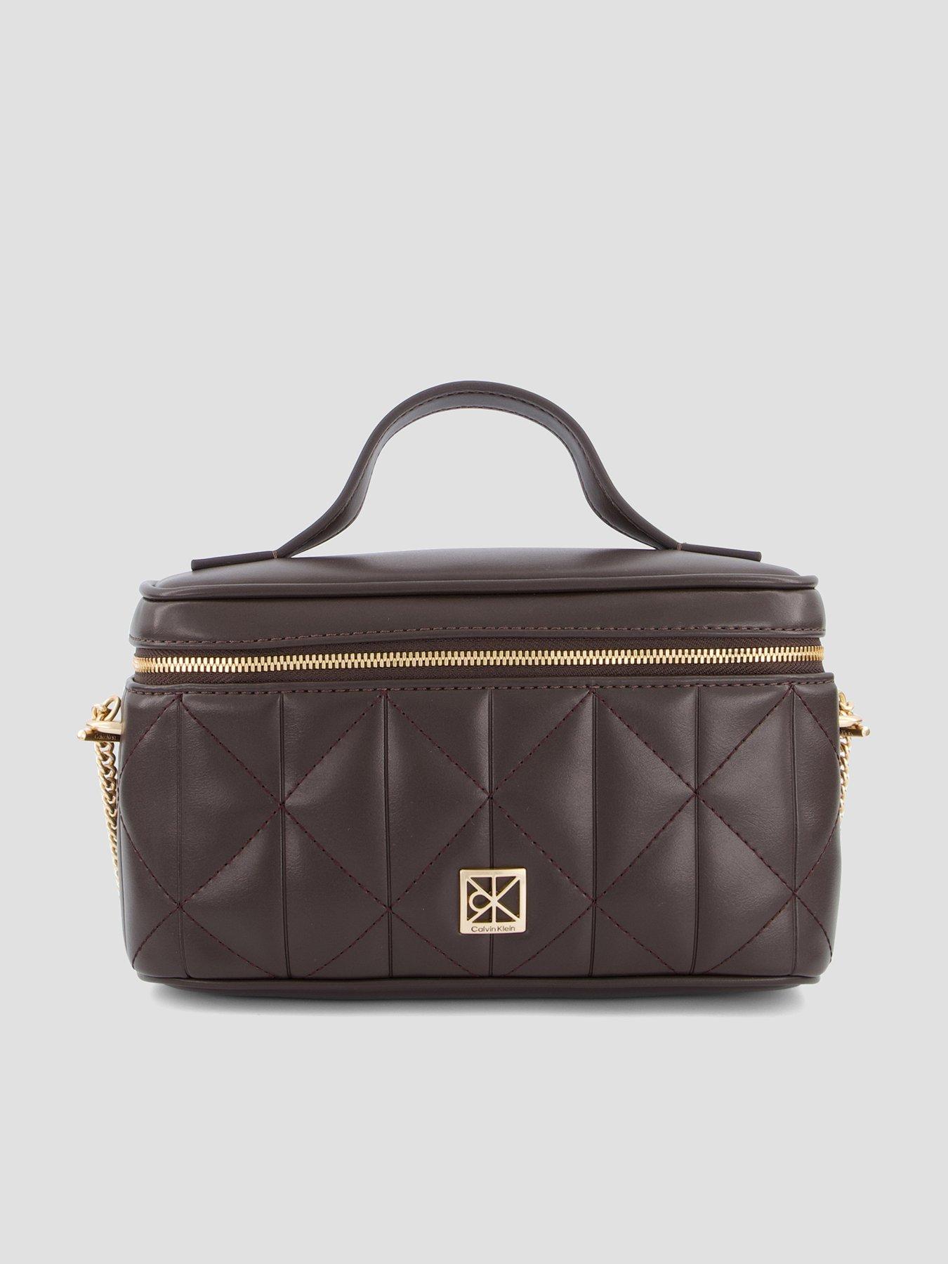 Calvin Klein Quilted Beauty Case - Brown