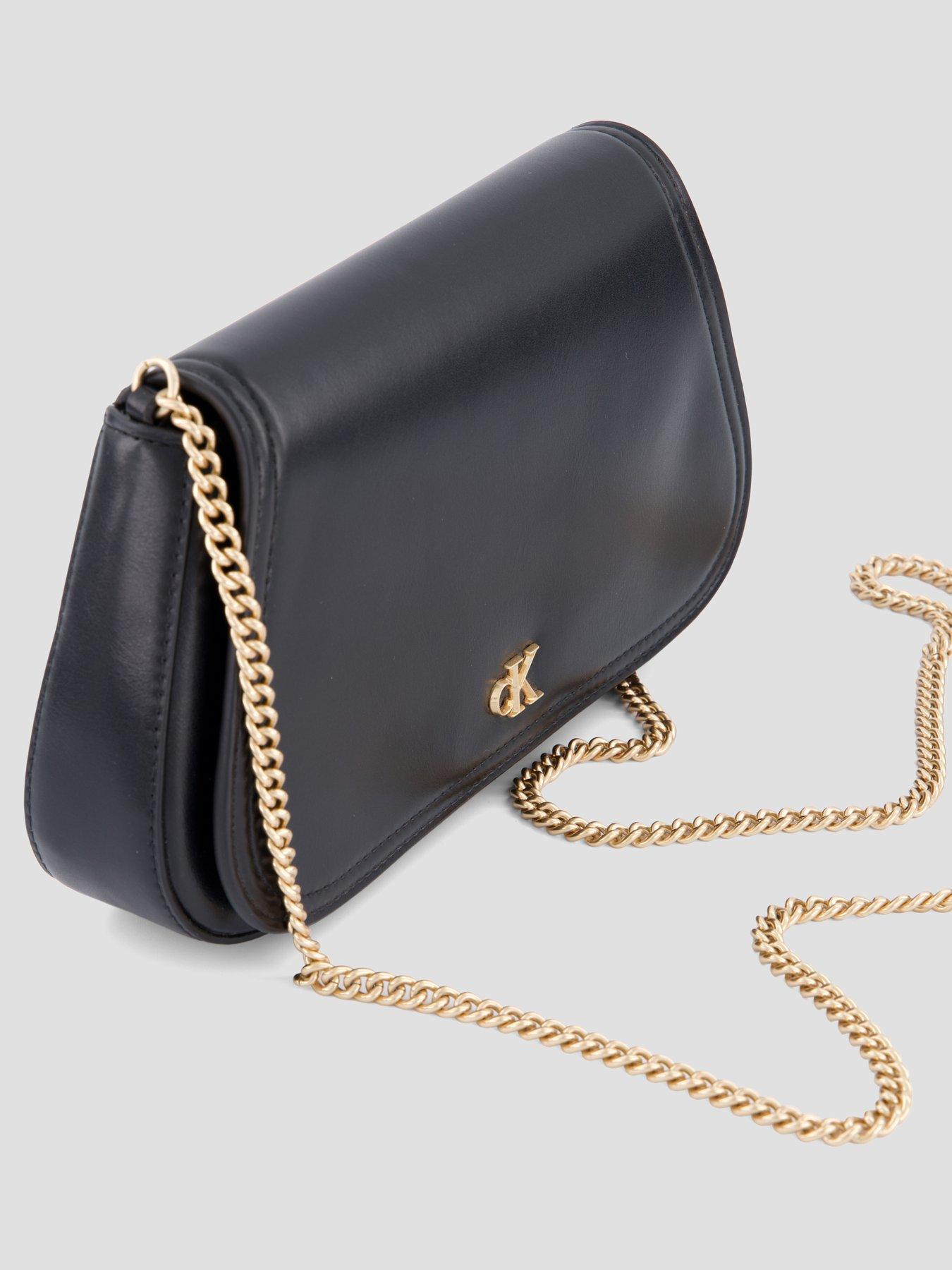 Image 2 of 6 of Calvin Klein Monogram Hardware Chain Shoulder Bag - Black