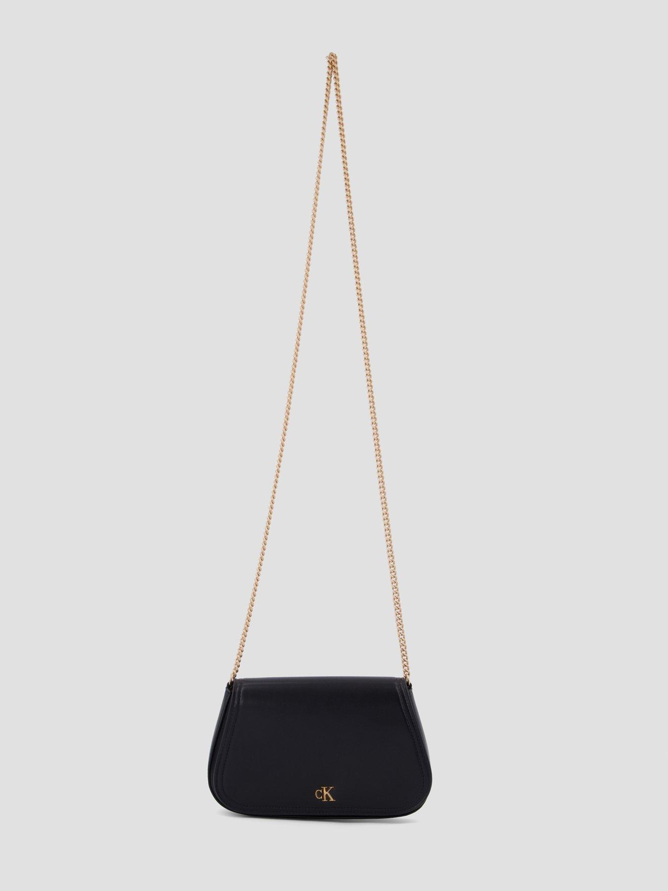 Image 4 of 6 of Calvin Klein Monogram Hardware Chain Shoulder Bag - Black