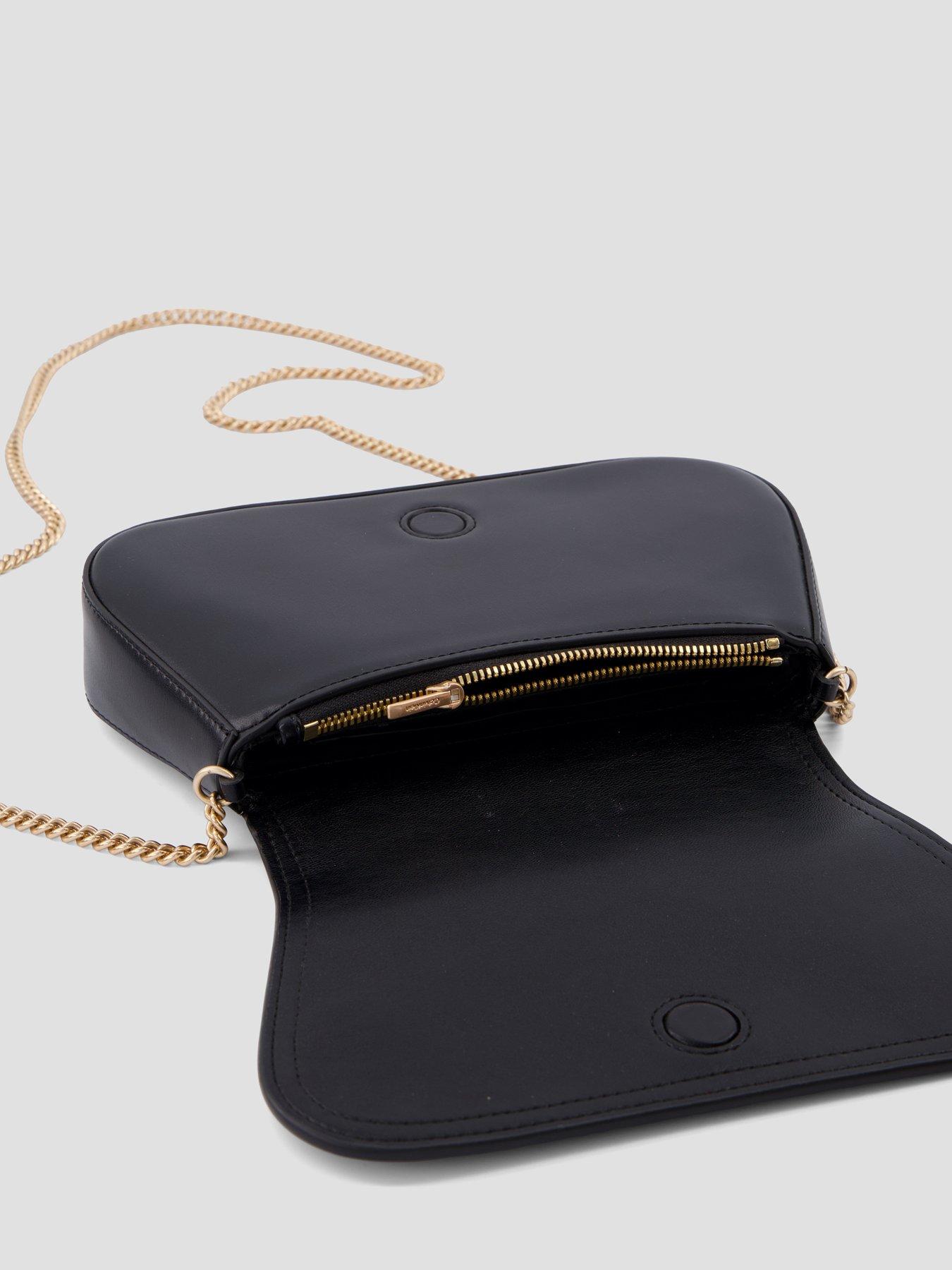 Image 6 of 6 of Calvin Klein Monogram Hardware Chain Shoulder Bag - Black