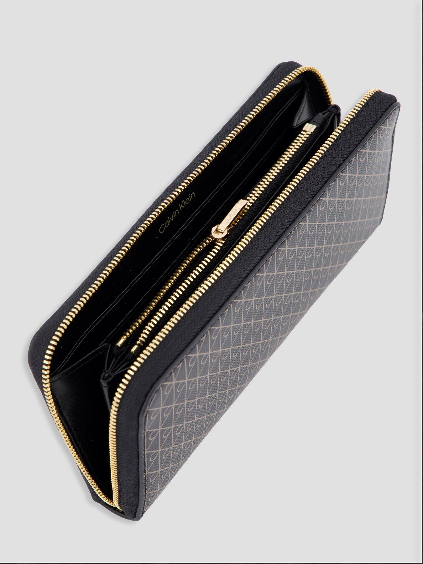 Image 3 of 4 of Calvin Klein Allover Emblem Logo Zip Wallet - Black
