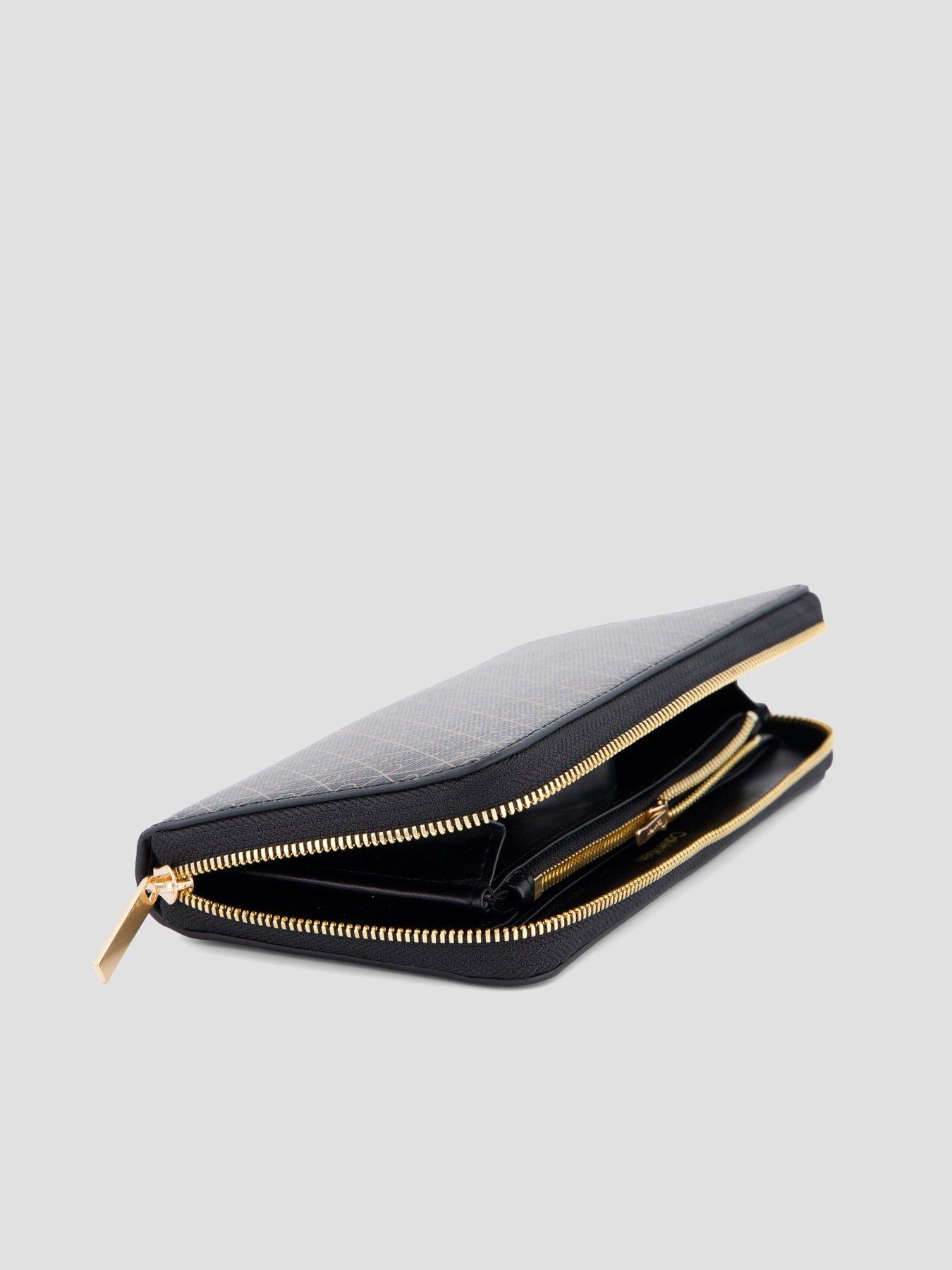 Image 4 of 4 of Calvin Klein Allover Emblem Logo Zip Wallet - Black