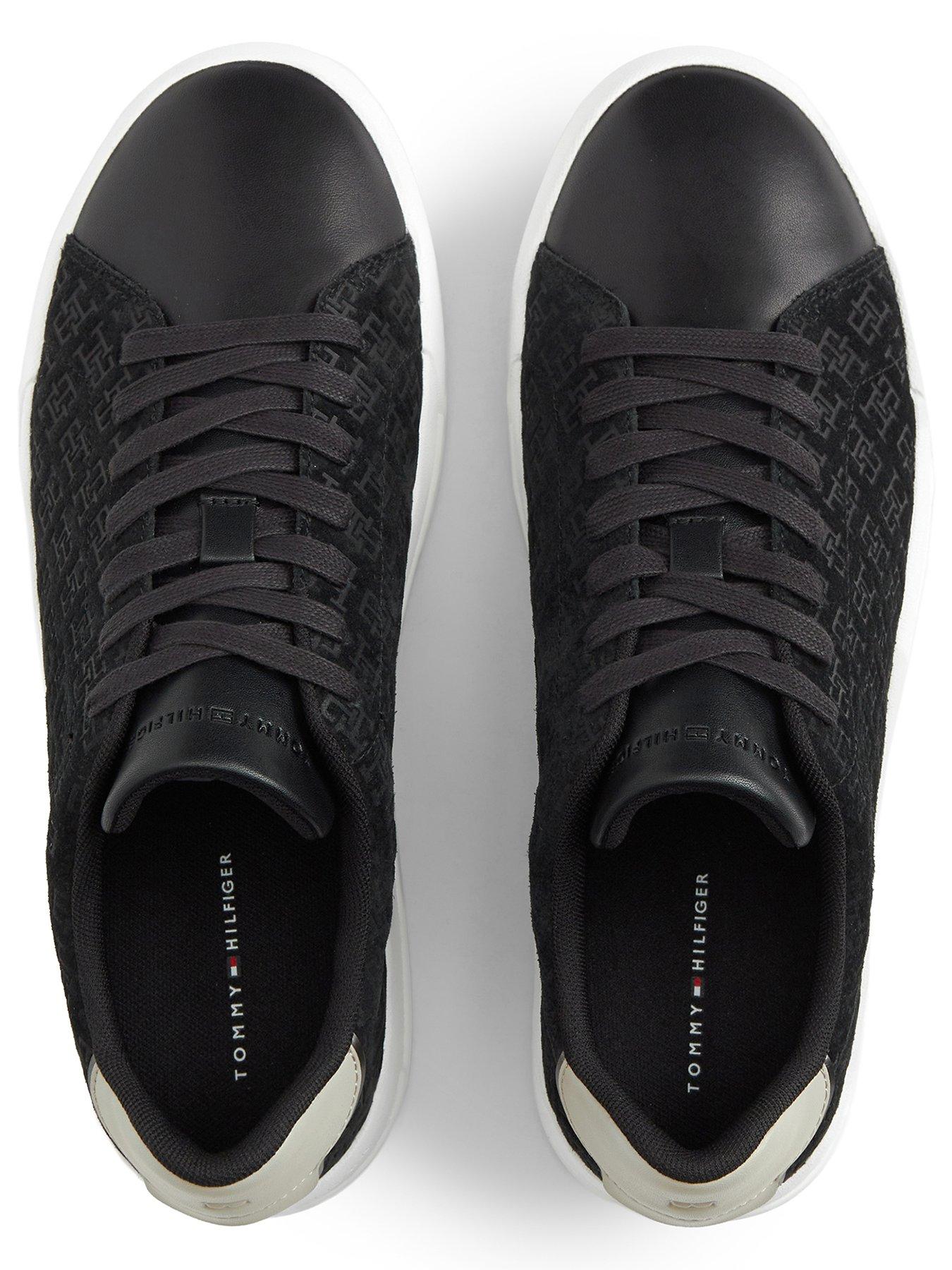 Image 4 of 6 of Tommy Hilfiger Mens Court Monogram Lace-Up Trainers - Black