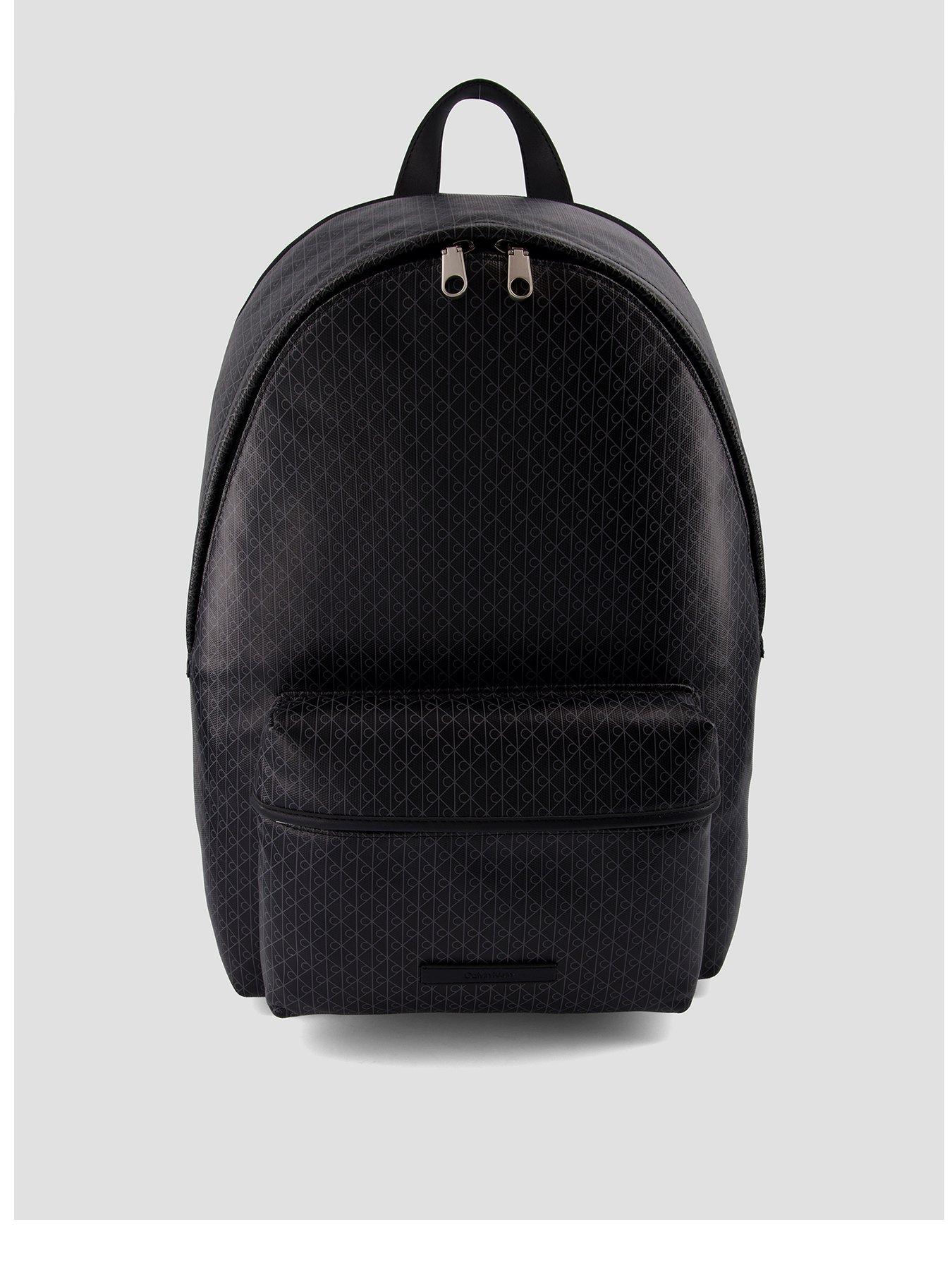 Image 1 of 4 of Calvin Klein Coated Canvas Emblem Logo Backpack - Black