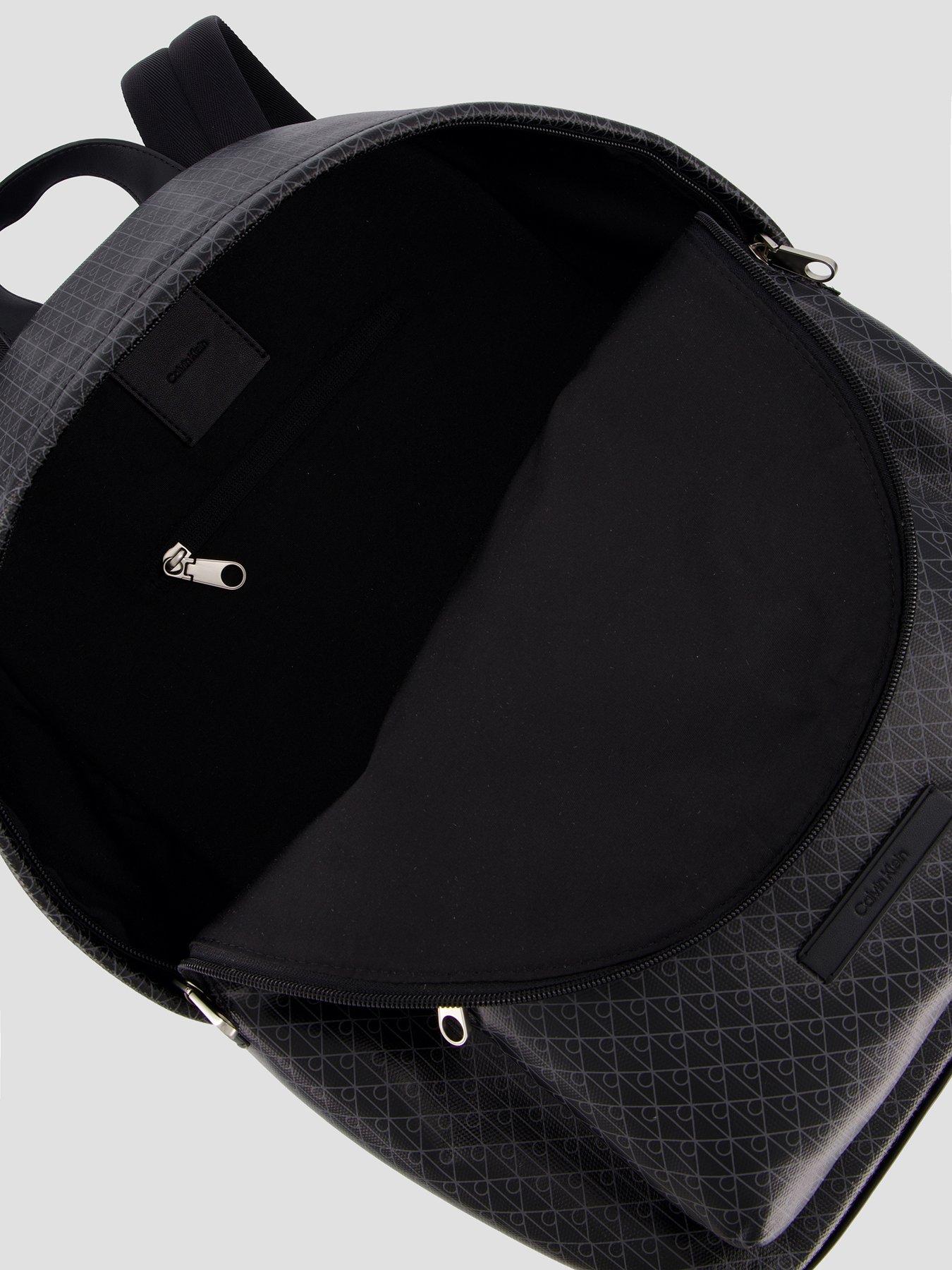Image 4 of 4 of Calvin Klein Coated Canvas Emblem Logo Backpack - Black