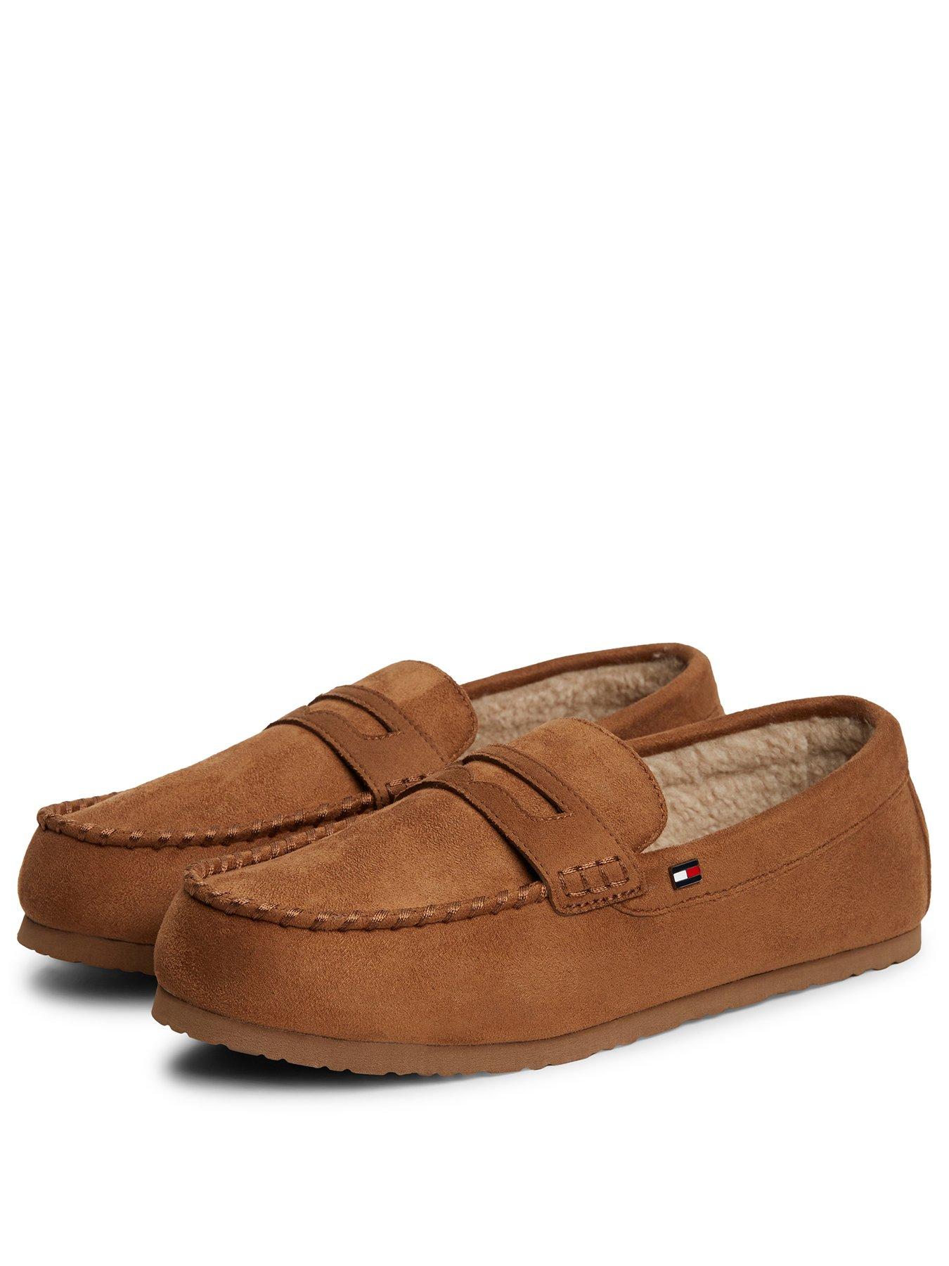 Image 2 of 6 of Tommy Hilfiger Mens Driving Plush Lined Moccasin Driving Slippers - Beige