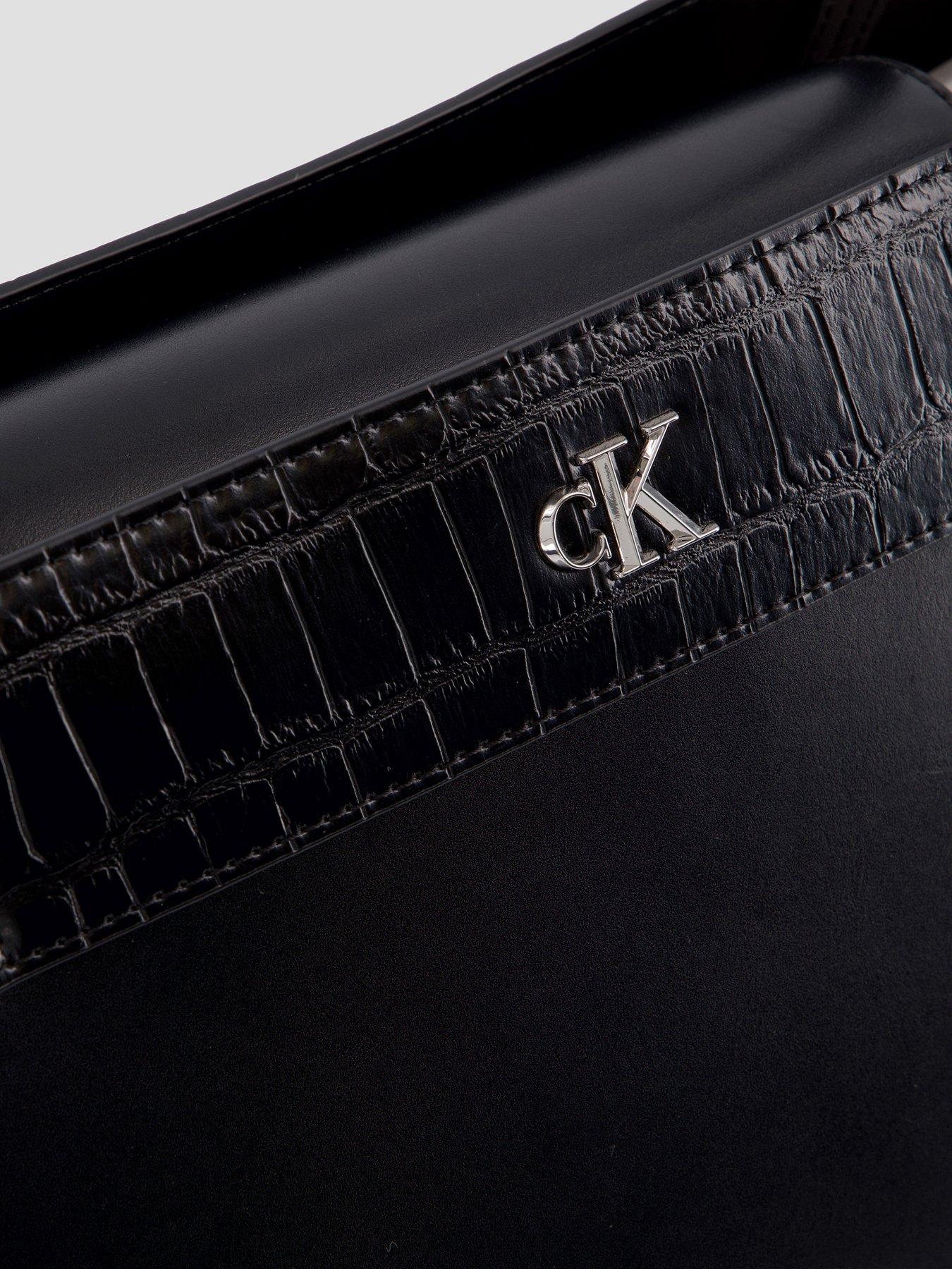Image 3 of 4 of Calvin Klein Monogram Crocodile Large Tote Bag - Black