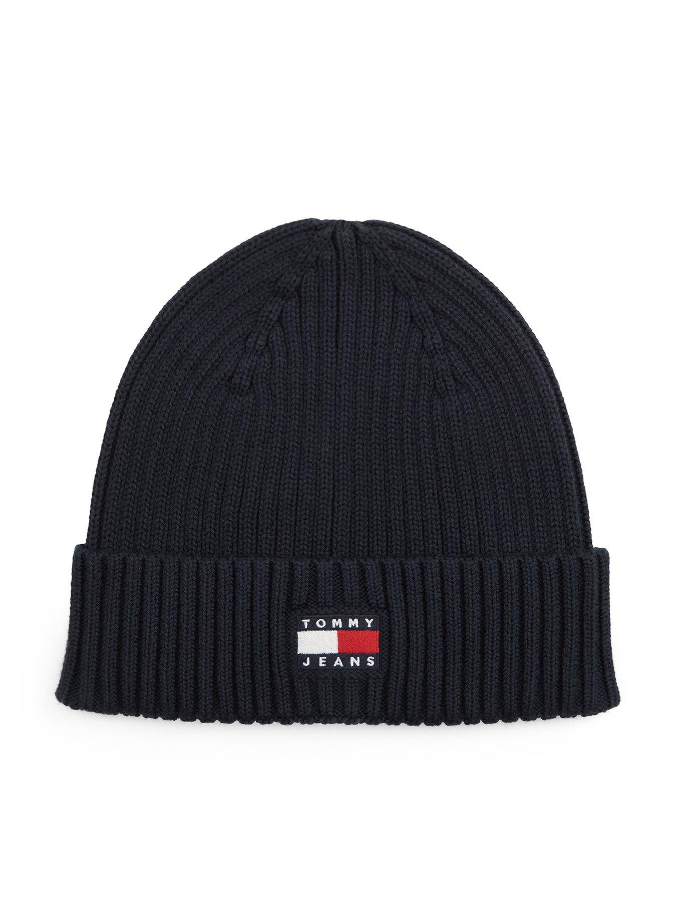 Image 1 of 4 of Tommy Hilfiger Men's Heritage Logo Rib Knit Beanie Hat - Blue