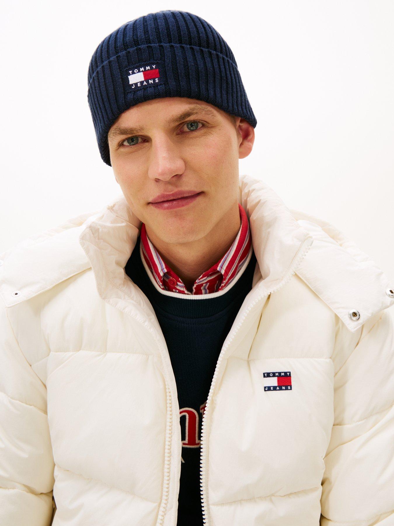 Image 2 of 4 of Tommy Hilfiger Men's Heritage Logo Rib Knit Beanie Hat - Blue