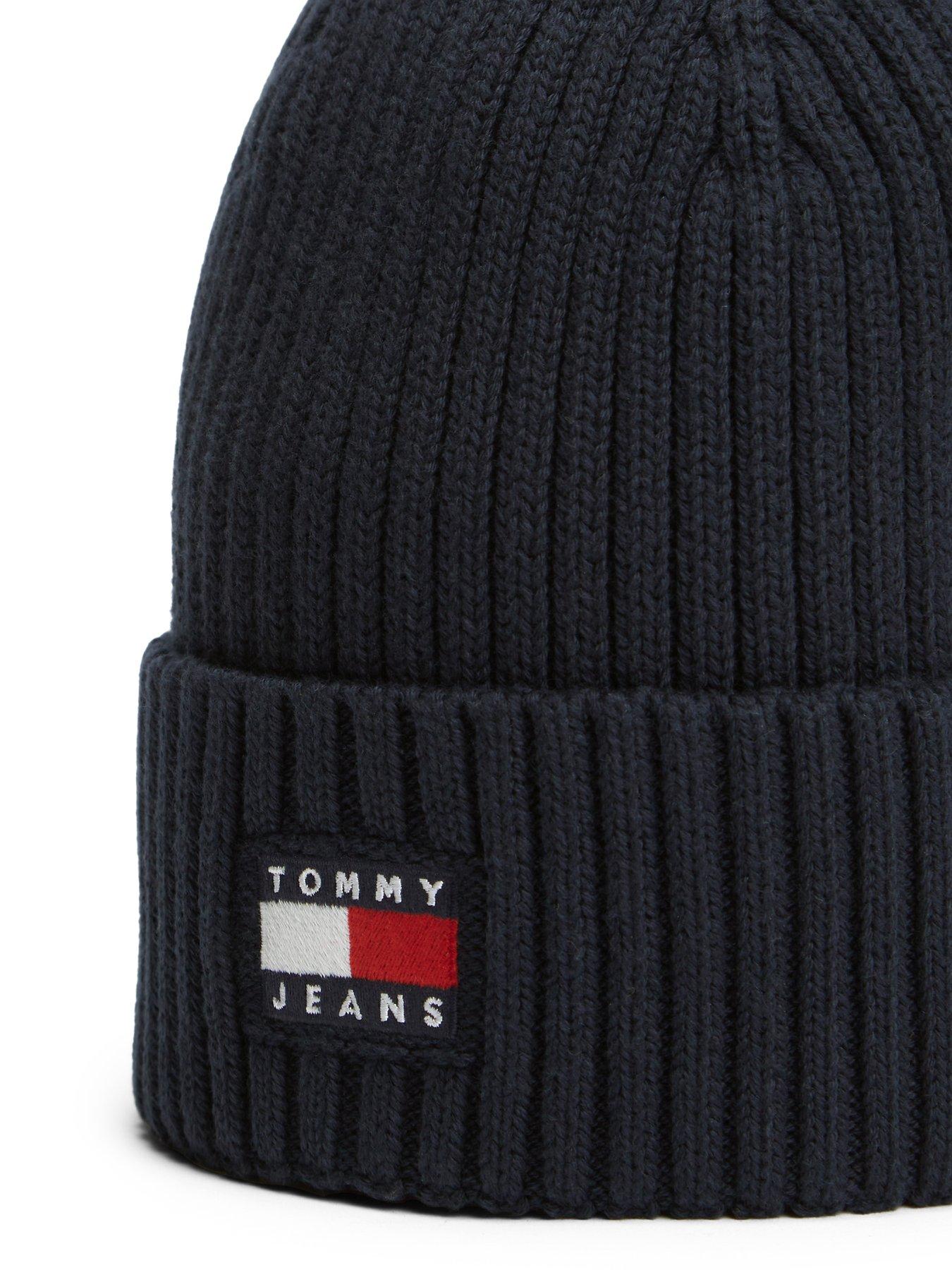 Image 4 of 4 of Tommy Hilfiger Men's Heritage Logo Rib Knit Beanie Hat - Blue