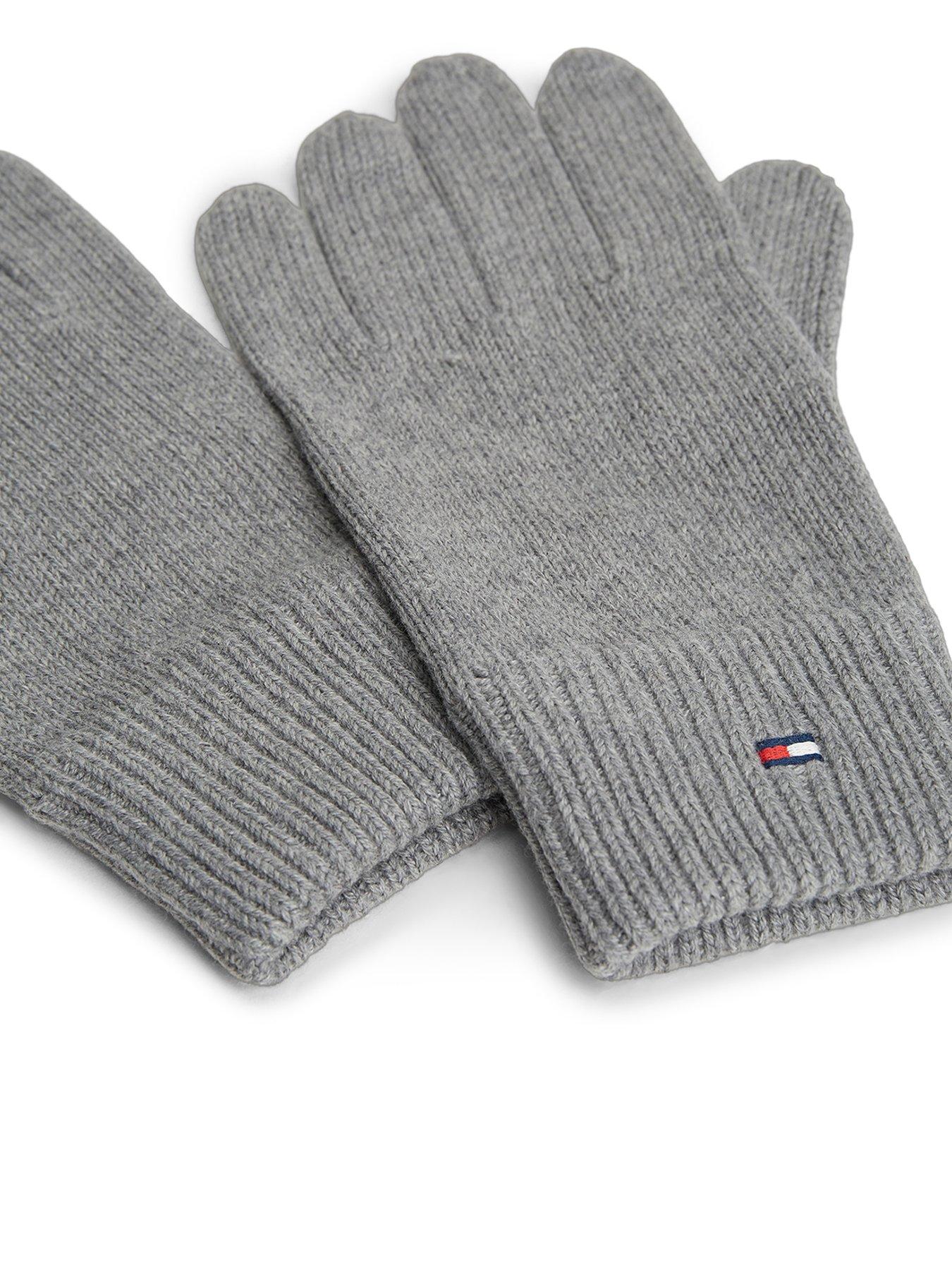 Image 1 of 2 of Tommy Hilfiger Hilfiger Flag Embroidery Gloves With Cashmere - Medium Grey Heather