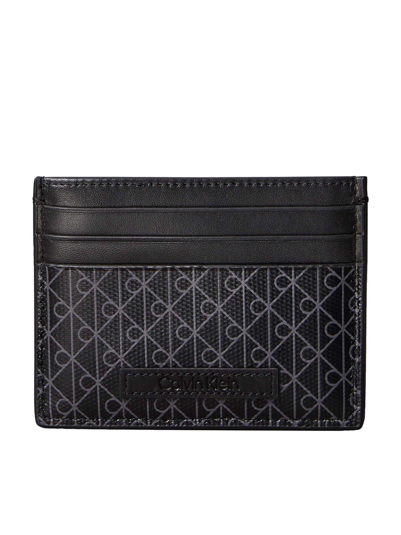 Calvin Klein Allover Monogram Logo Card Holder - Black