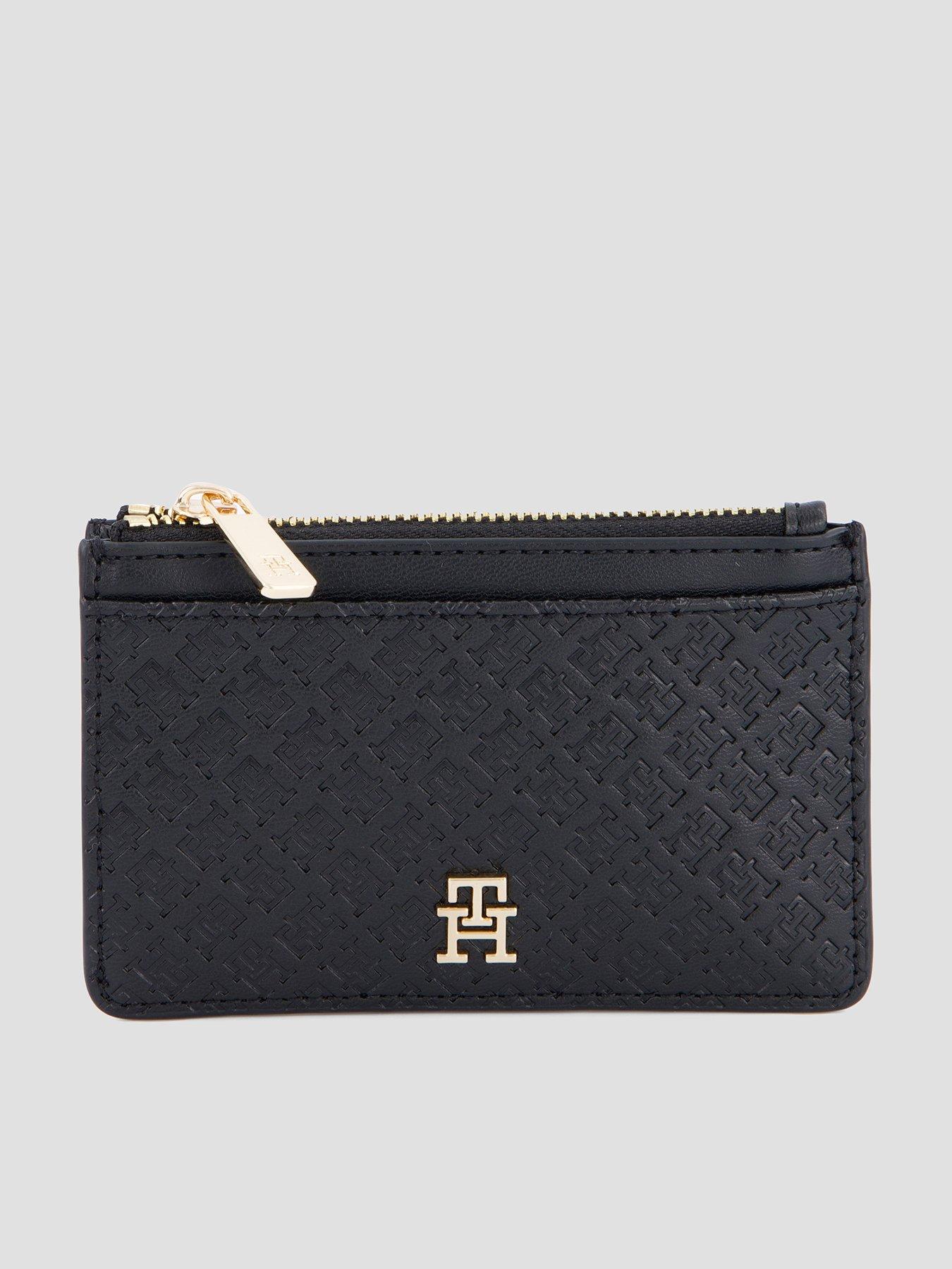 Tommy Hilfiger Monogram Embossed Card Holder - Black