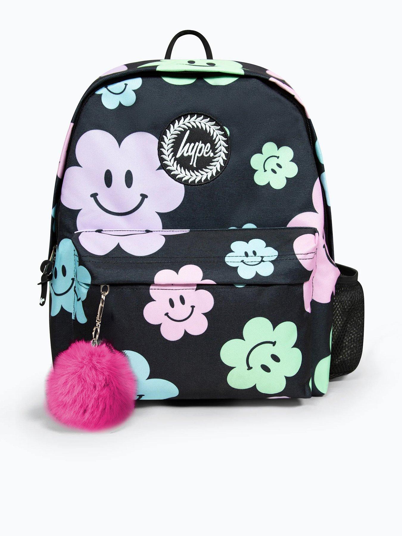 Hype Unisex Happy Flowers Badge Backpack - Black