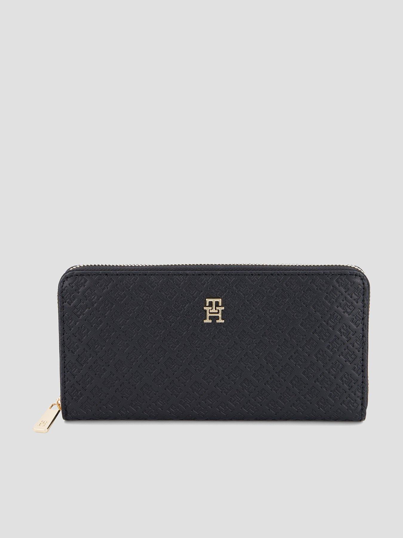 Tommy Hilfiger Debossed Monogram Zip Around Wallet - Black