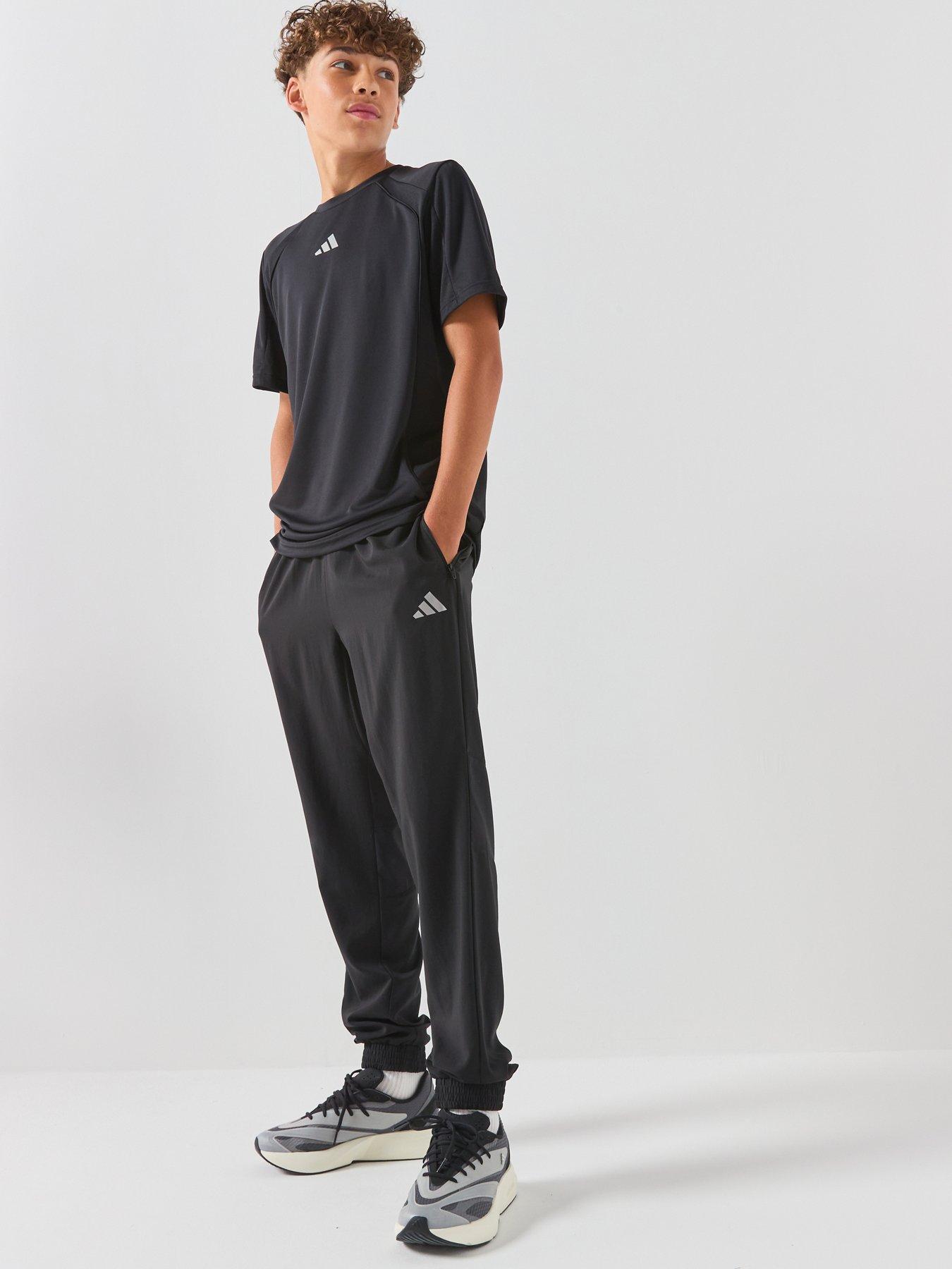 adidas Junior Boys CLIMACOOL Track Pants with Zip Pockets - Black/Reflective Silver