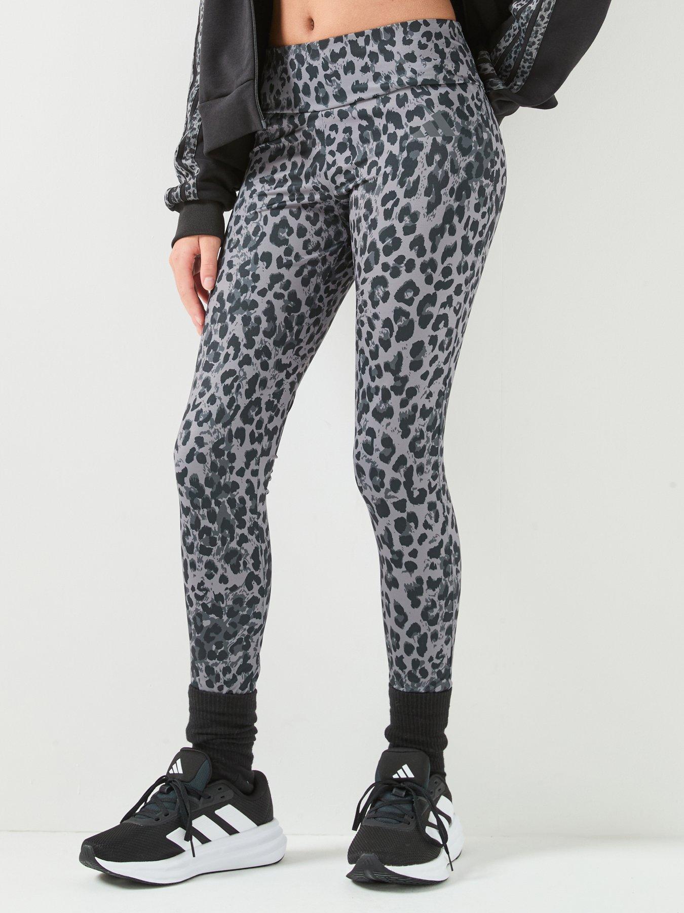 adidas Junior Girls Training Leopard Legging - Grey