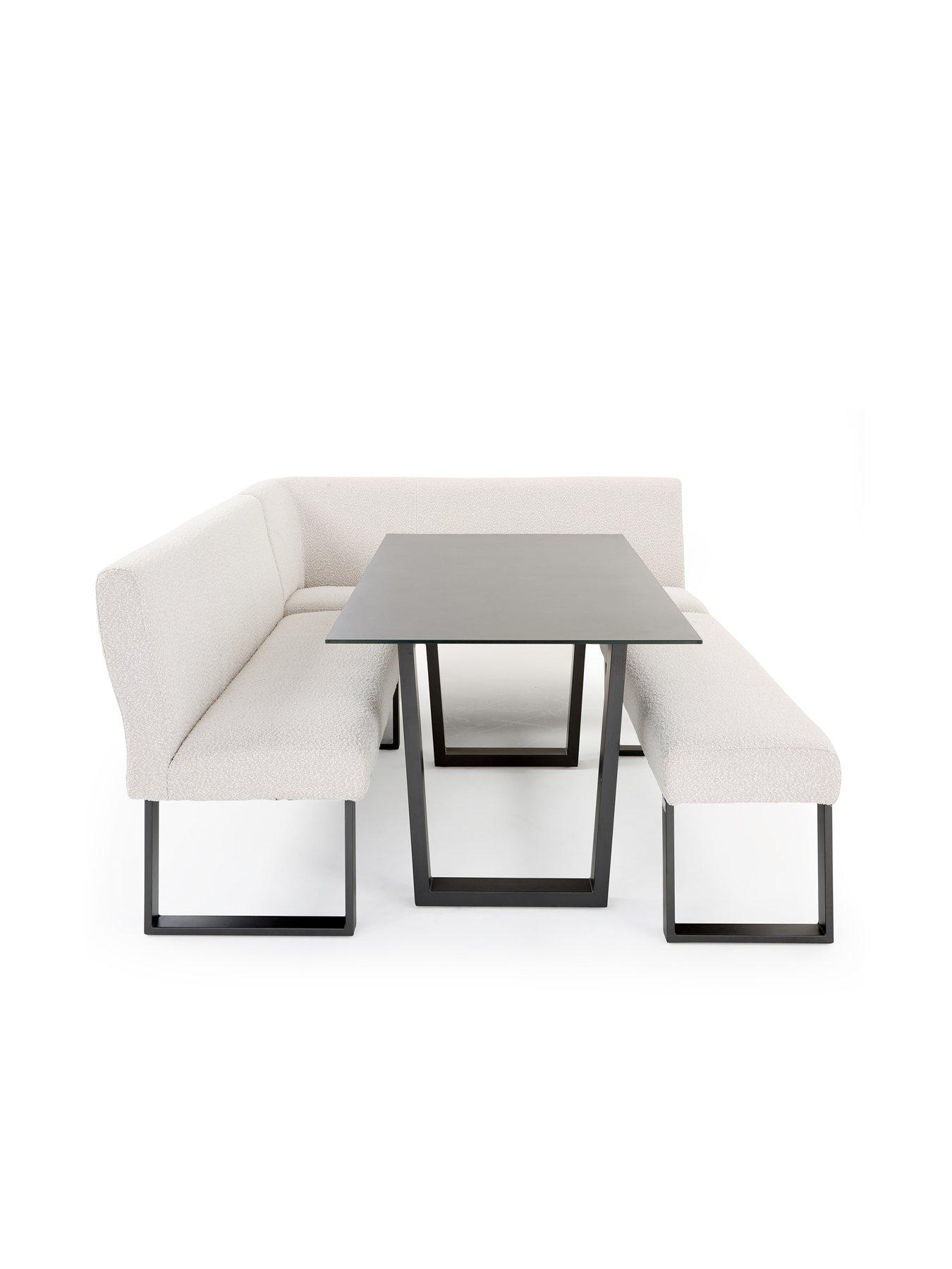Image 3 of 6 of The Very Collection Bennett Ceramic Top Dining&nbsp;Table &amp; Boucle Bench&nbsp;Set - Black/Natural - FSC&reg; Certified