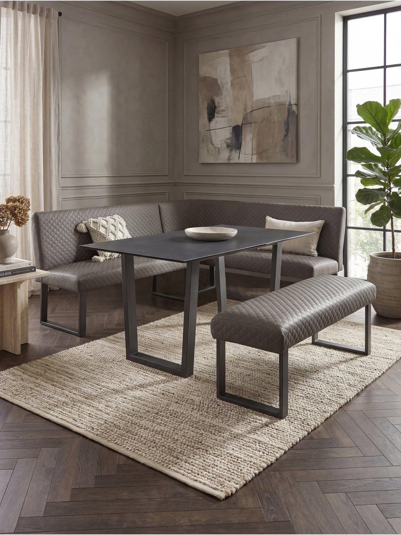 The Very Collection Hudson 160 cm Ceramic Top Dining Table  &  Bench Corner Dining Set - FSC® Certified