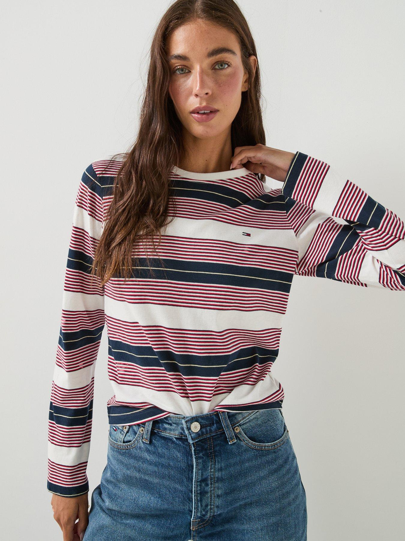 Image 1 of 5 of Tommy Jeans Women's Regular Essential Striped Long Sleeve T-Shirt - Multi