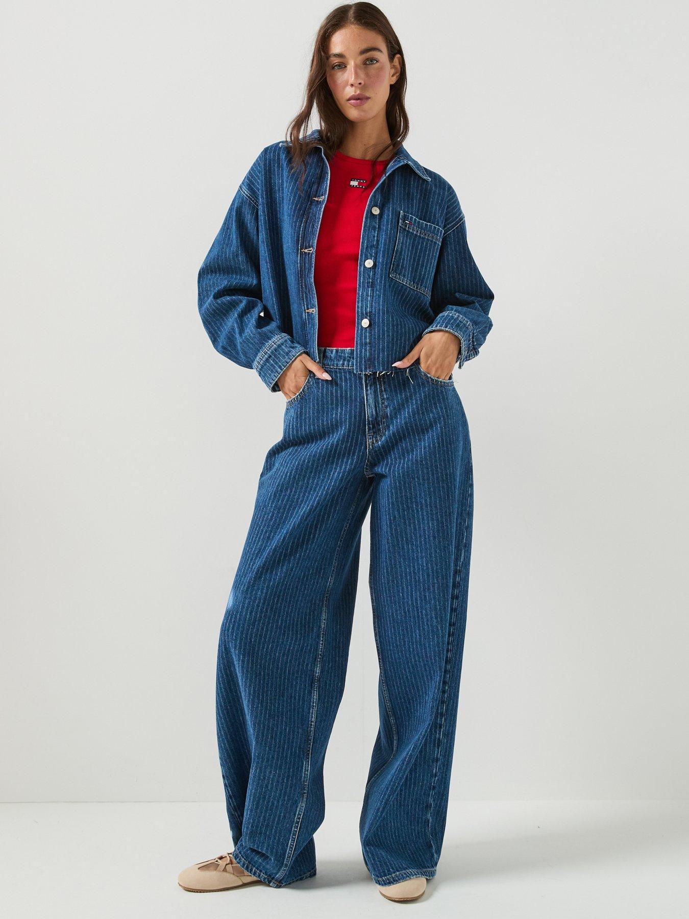 Image 3 of 6 of Tommy Jeans Stripe Relaxed Denim Shirt - Denim Dark