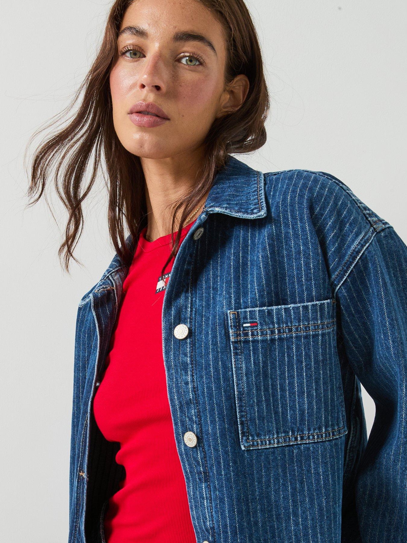 Image 4 of 6 of Tommy Jeans Stripe Relaxed Denim Shirt - Denim Dark