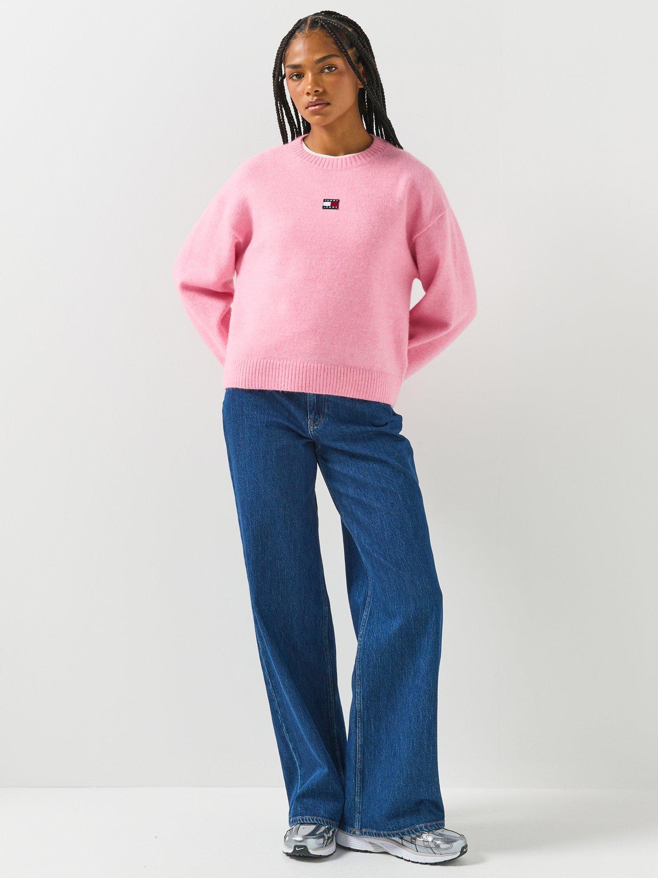 Image 3 of 6 of Tommy Jeans Tommy Badge Fluffy Alpaca Cardigan - Pink
