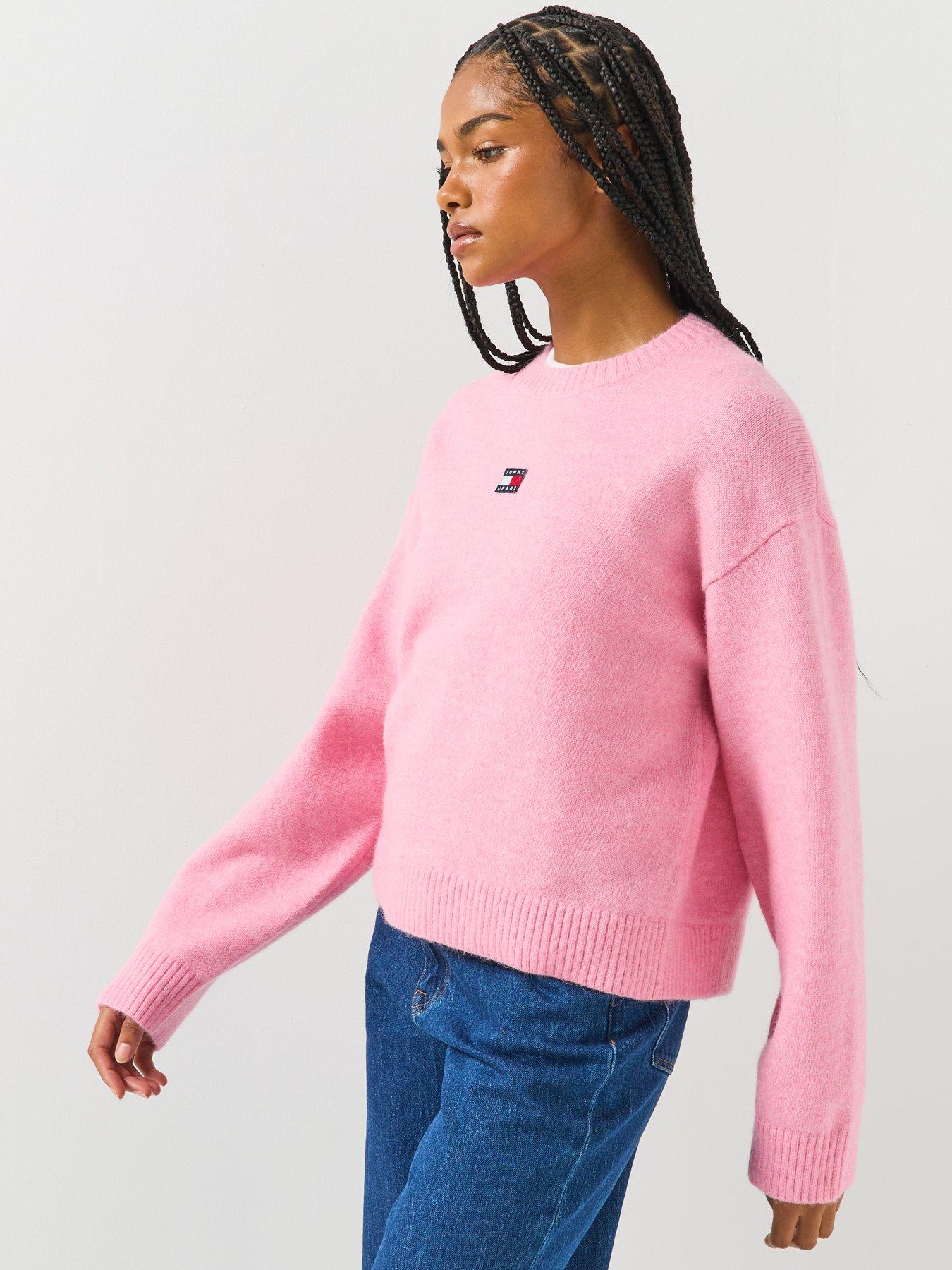 Image 5 of 6 of Tommy Jeans Tommy Badge Fluffy Alpaca Cardigan - Pink