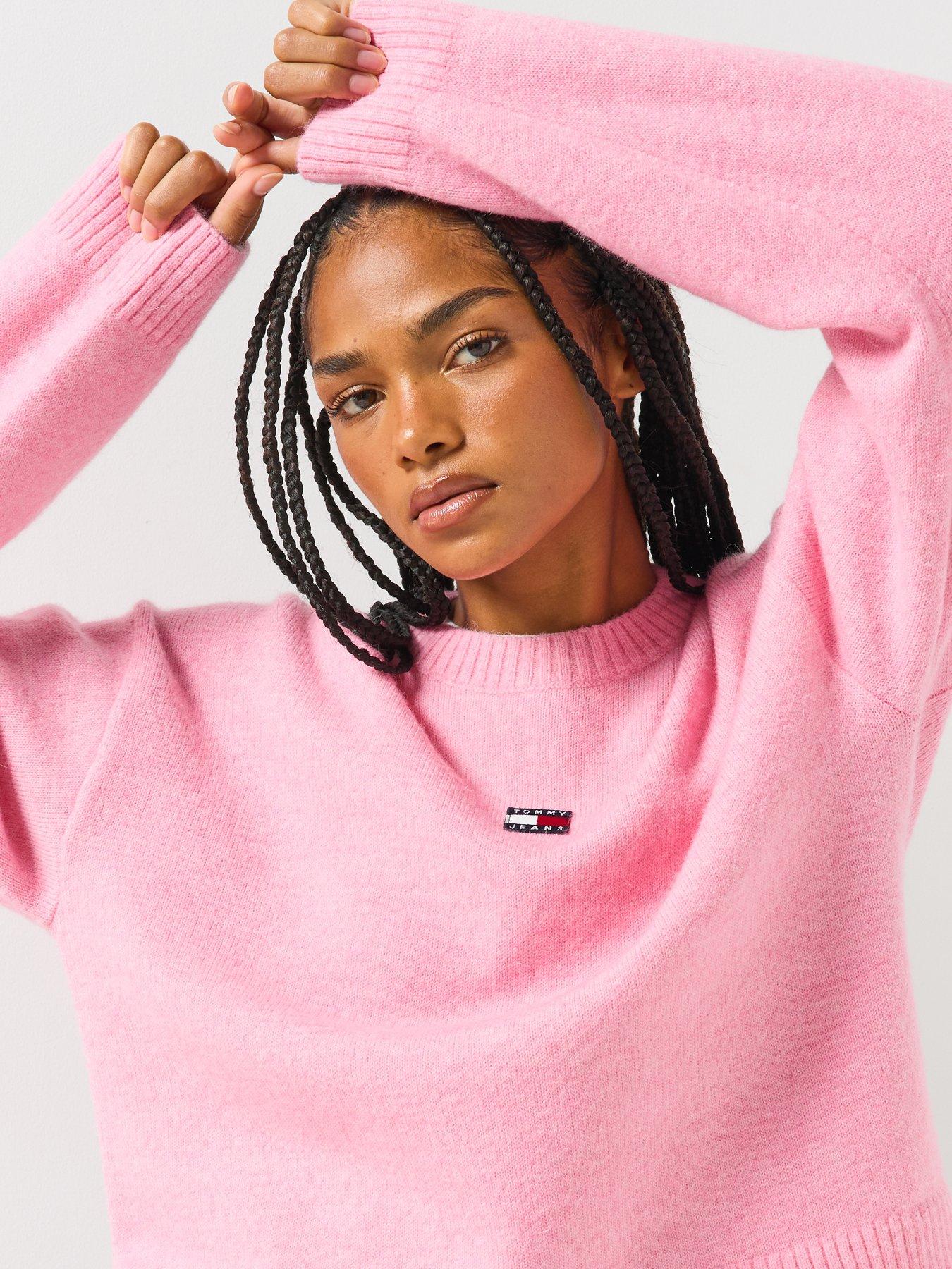 Image 6 of 6 of Tommy Jeans Tommy Badge Fluffy Alpaca Cardigan - Pink