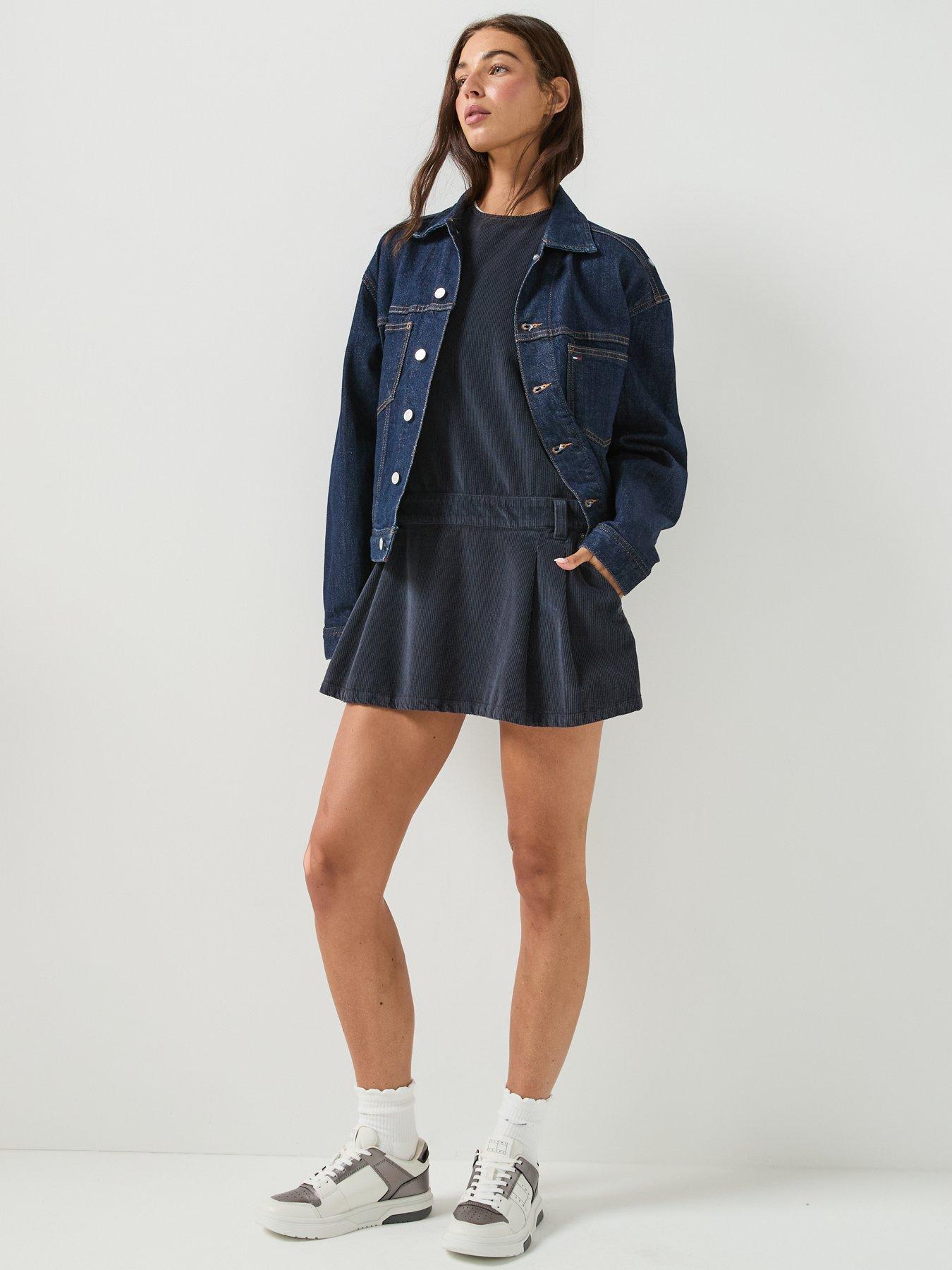 Image 5 of 5 of Tommy Jeans Corduroy Pleated Mini Shift Dress - Blue