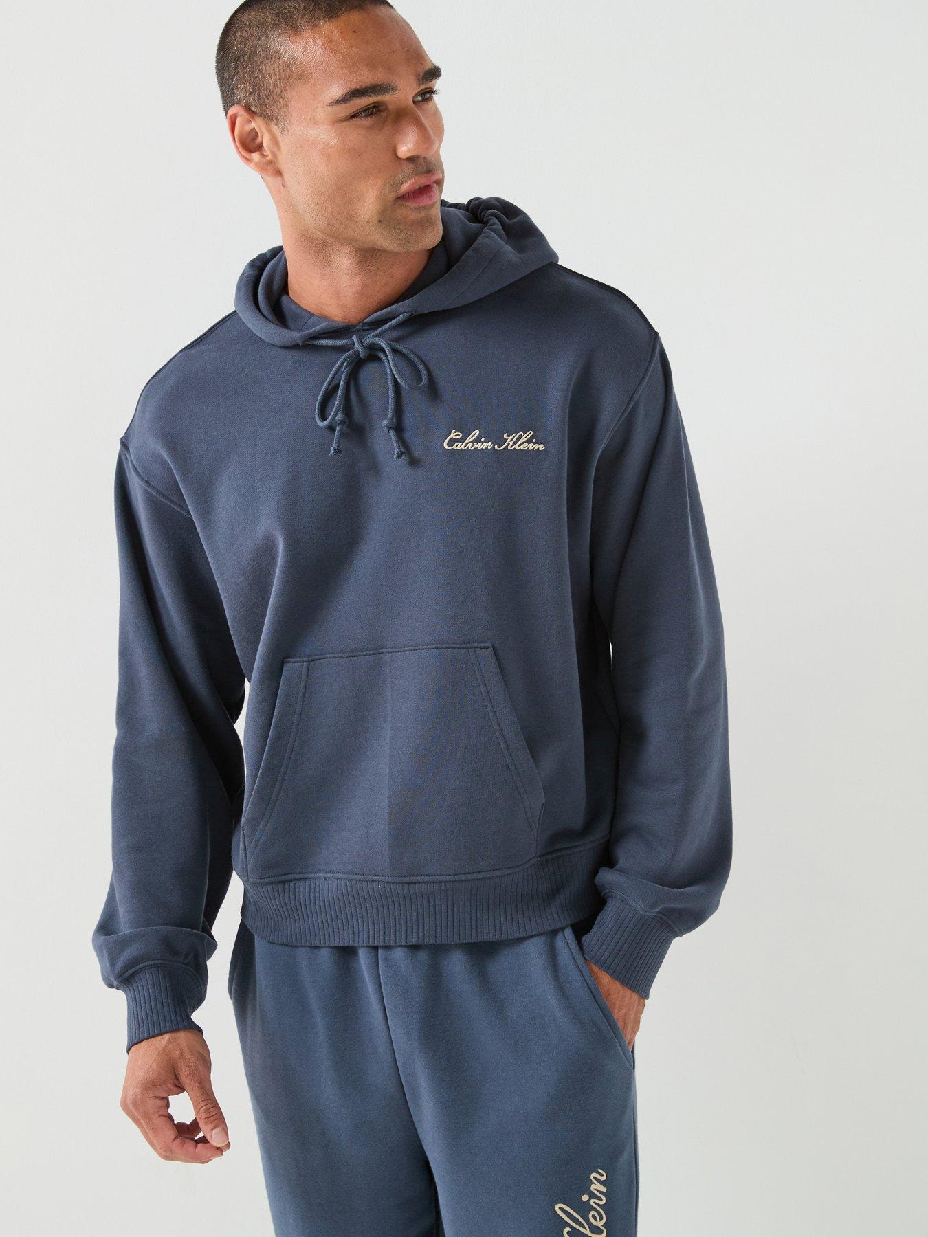 Calvin Klein Script Long Sleeved Hoodie - Blue