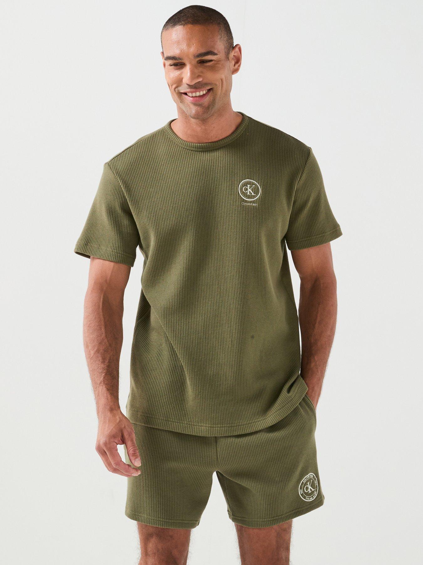 Calvin Klein Waffle Short Sleeve Crew Neck T-Shirt - Green