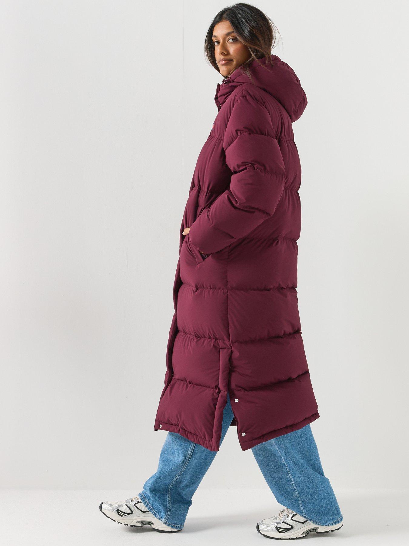 Image 5 of 6 of Tommy Jeans Womens Alaska Longline Padded&nbsp;Coat - Red