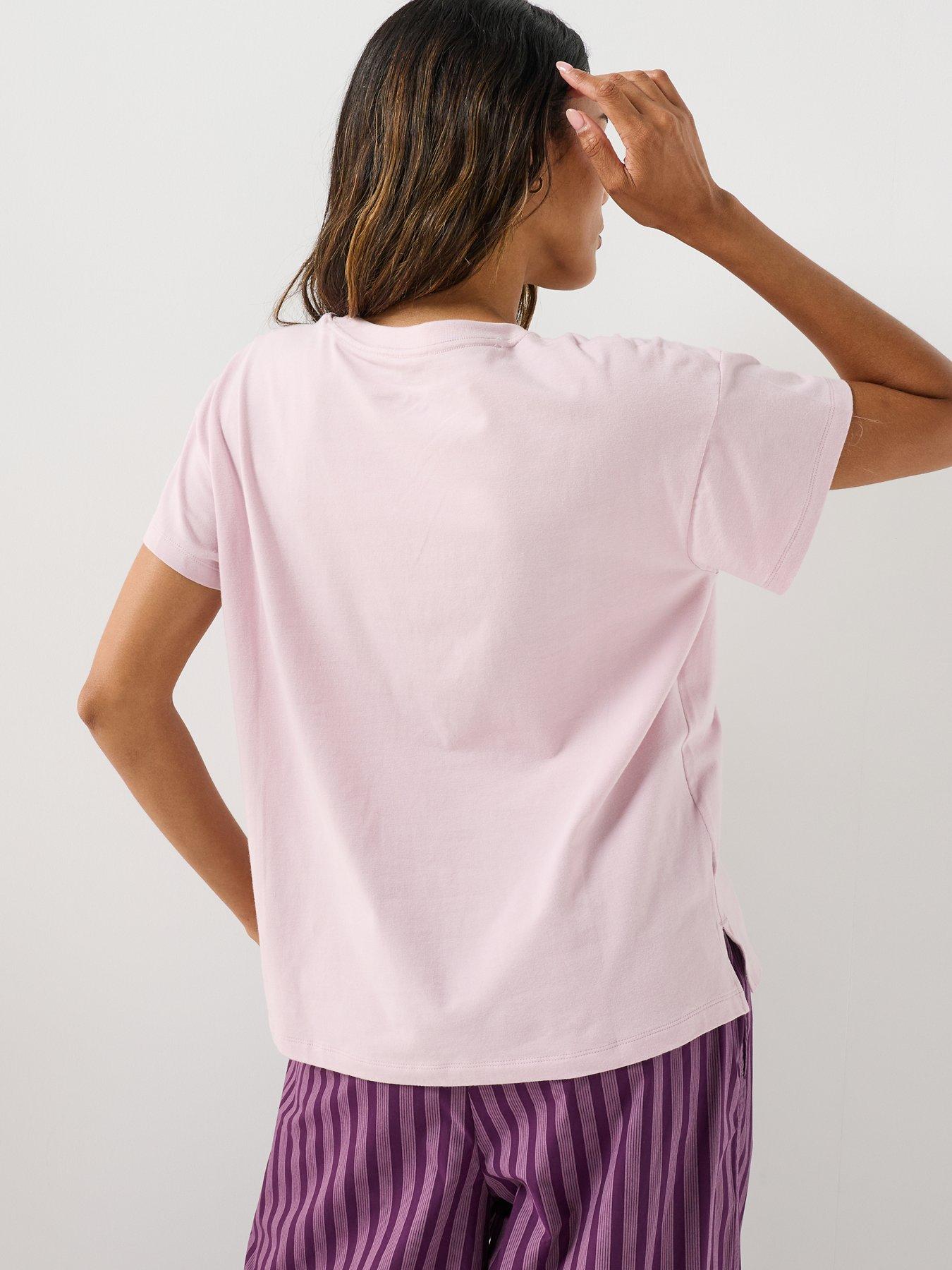 Image 2 of 4 of Calvin Klein Cotton Stretch Lounge Relaxed T-shirt - Pink