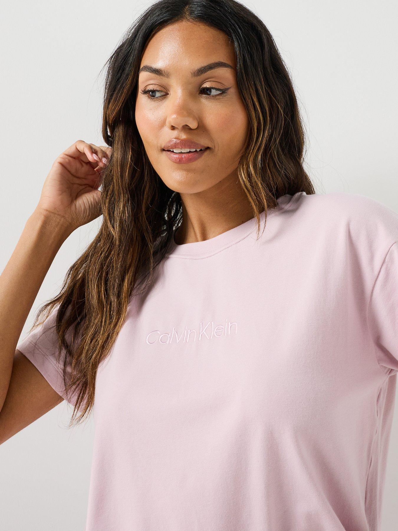Image 4 of 4 of Calvin Klein Cotton Stretch Lounge Relaxed T-shirt - Pink