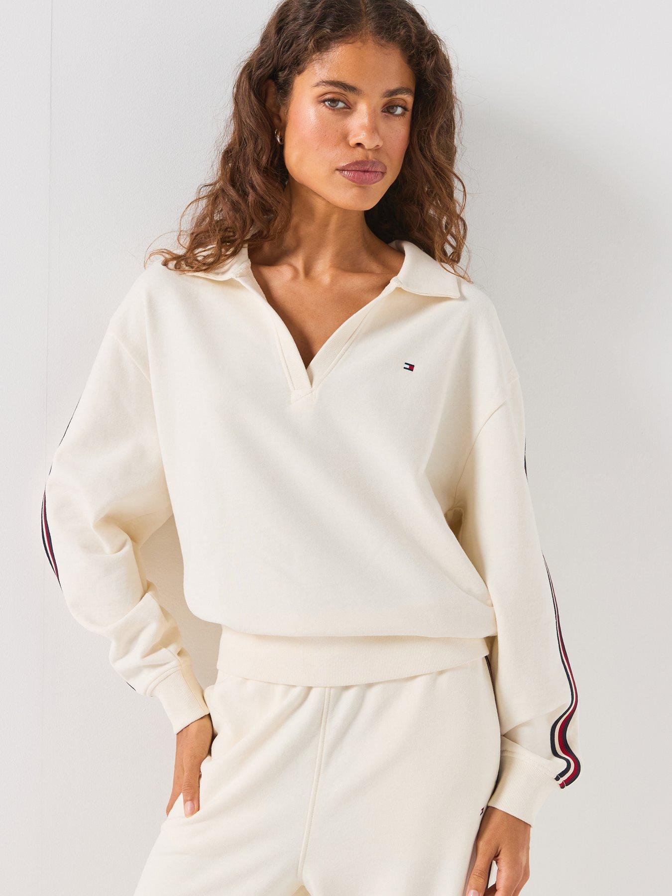 Tommy Hilfiger Global Stripe Relaxed Lounge Rugby Jumper - White