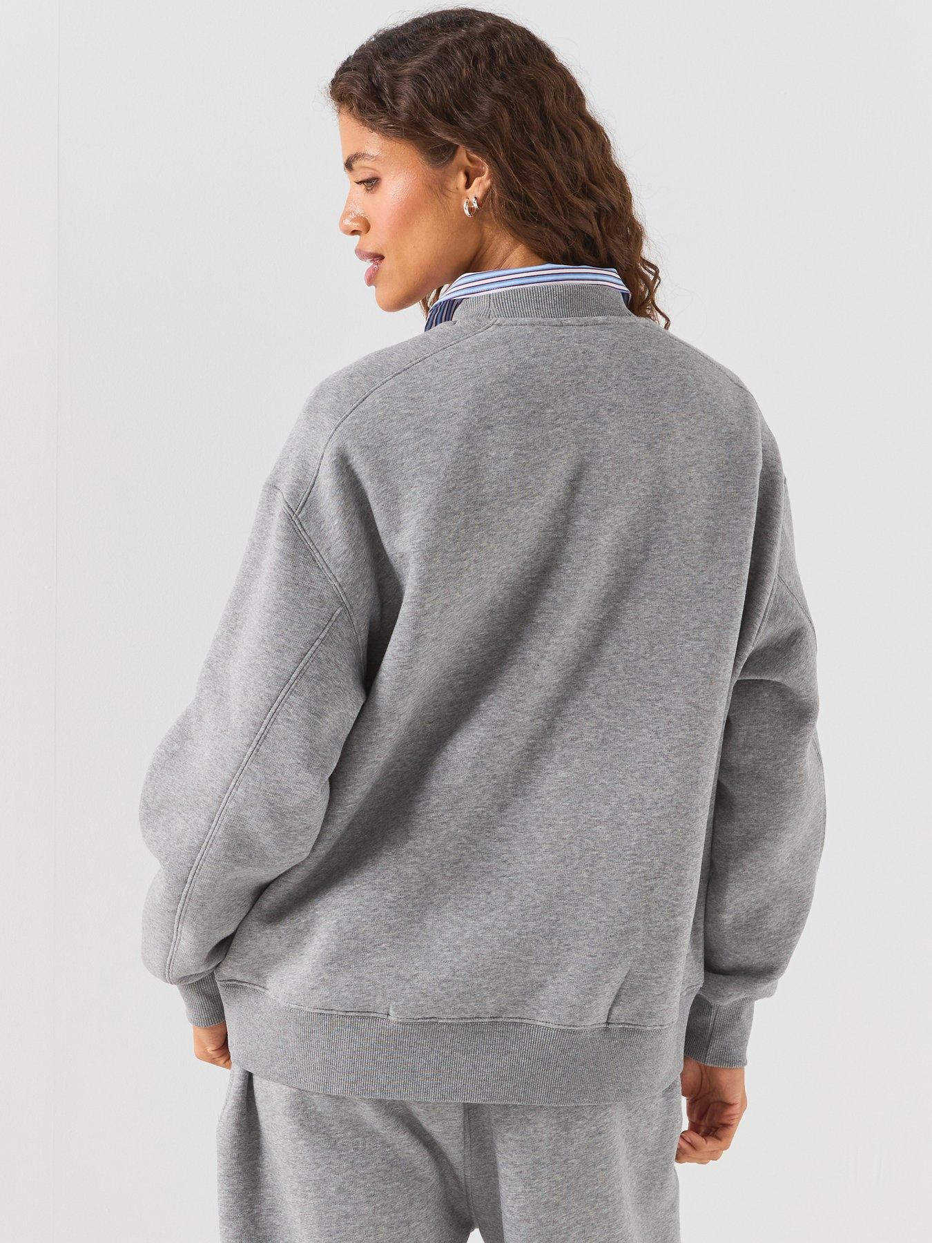 Image 2 of 6 of Tommy Hilfiger Flock Varsity Logo Oversized Sweatshirt - Grey