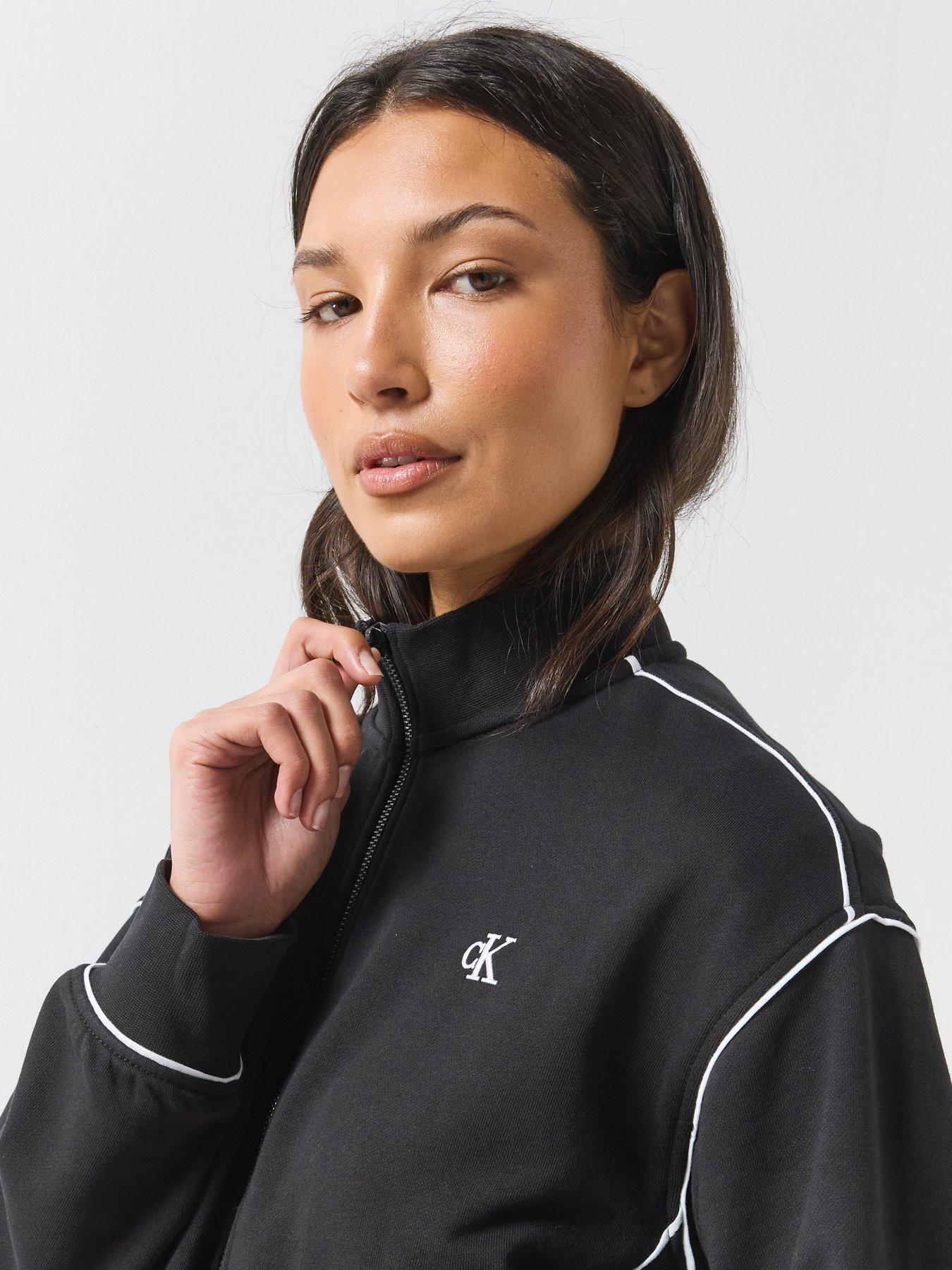 Image 4 of 6 of Calvin Klein Jeans Jeans Monogram Contrast Piping Balloon Sleeve Jumper - Black