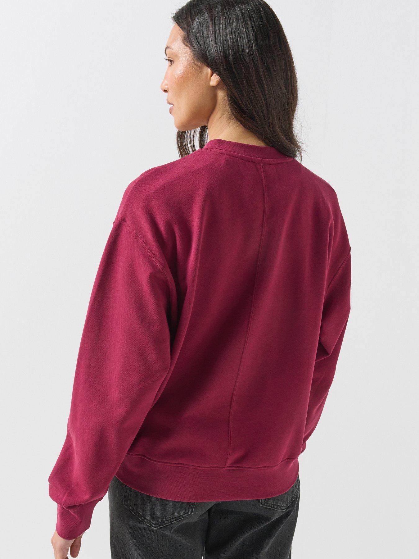 Image 2 of 6 of Calvin Klein Jeans Womens Relaxed V-Neck French Terry Sweatshirt - Pink