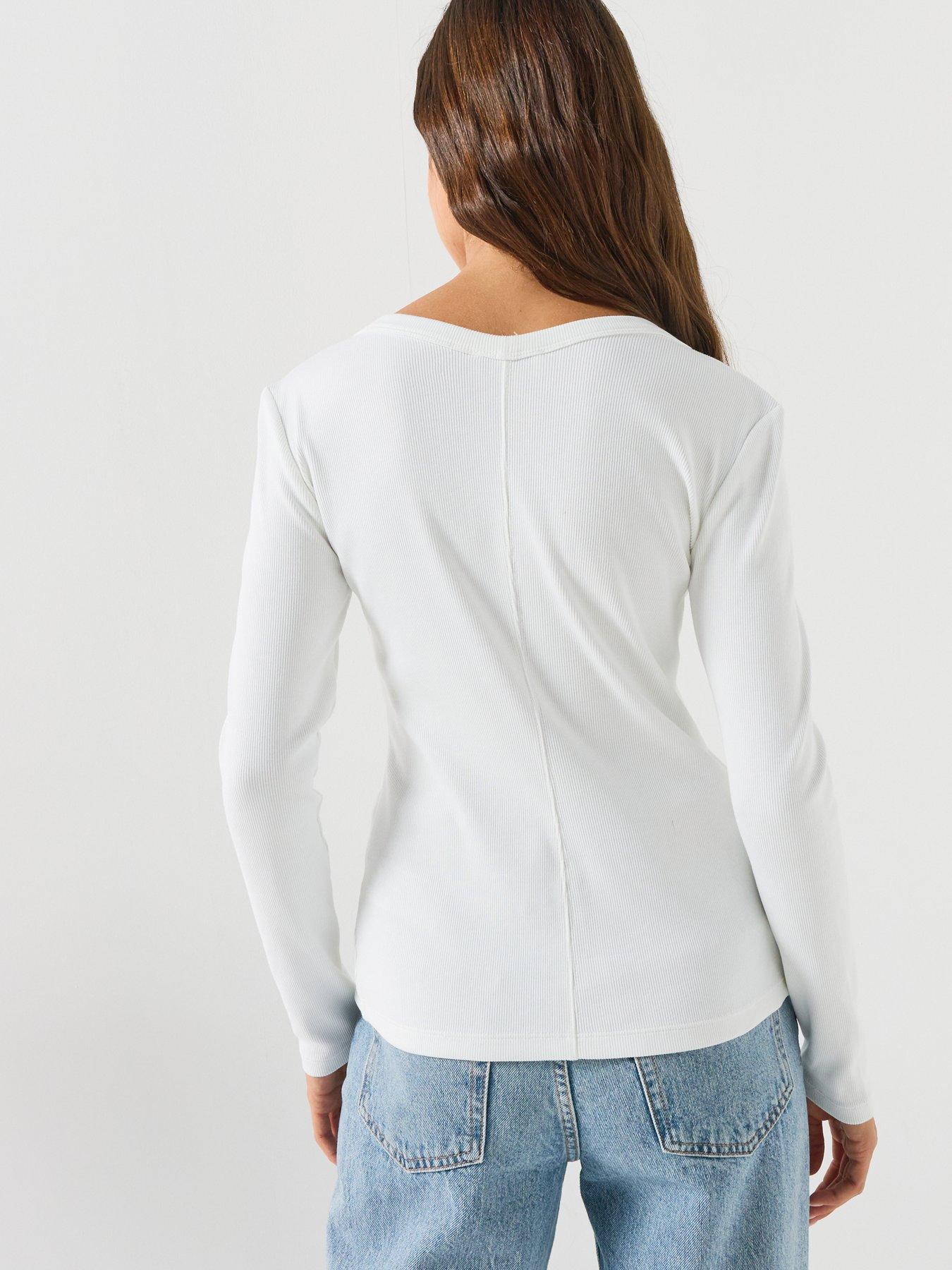Image 2 of 5 of Calvin Klein Jeans Jeans Slim Ribbed Cotton Cardigan - White