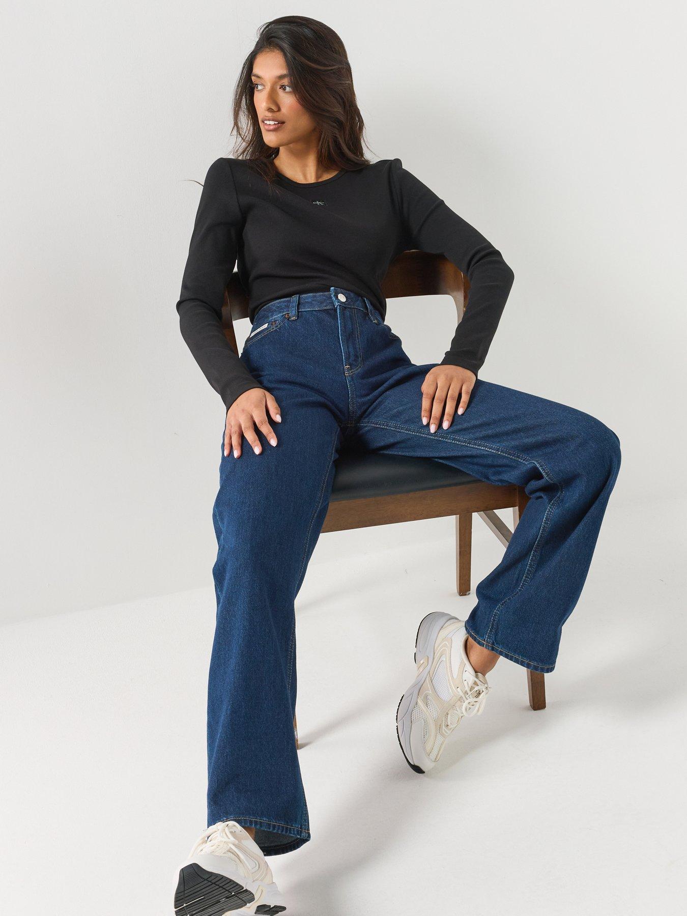 Image 4 of 6 of Calvin Klein Jeans Women's Long Sleeve Woven Label Detail Top - Black