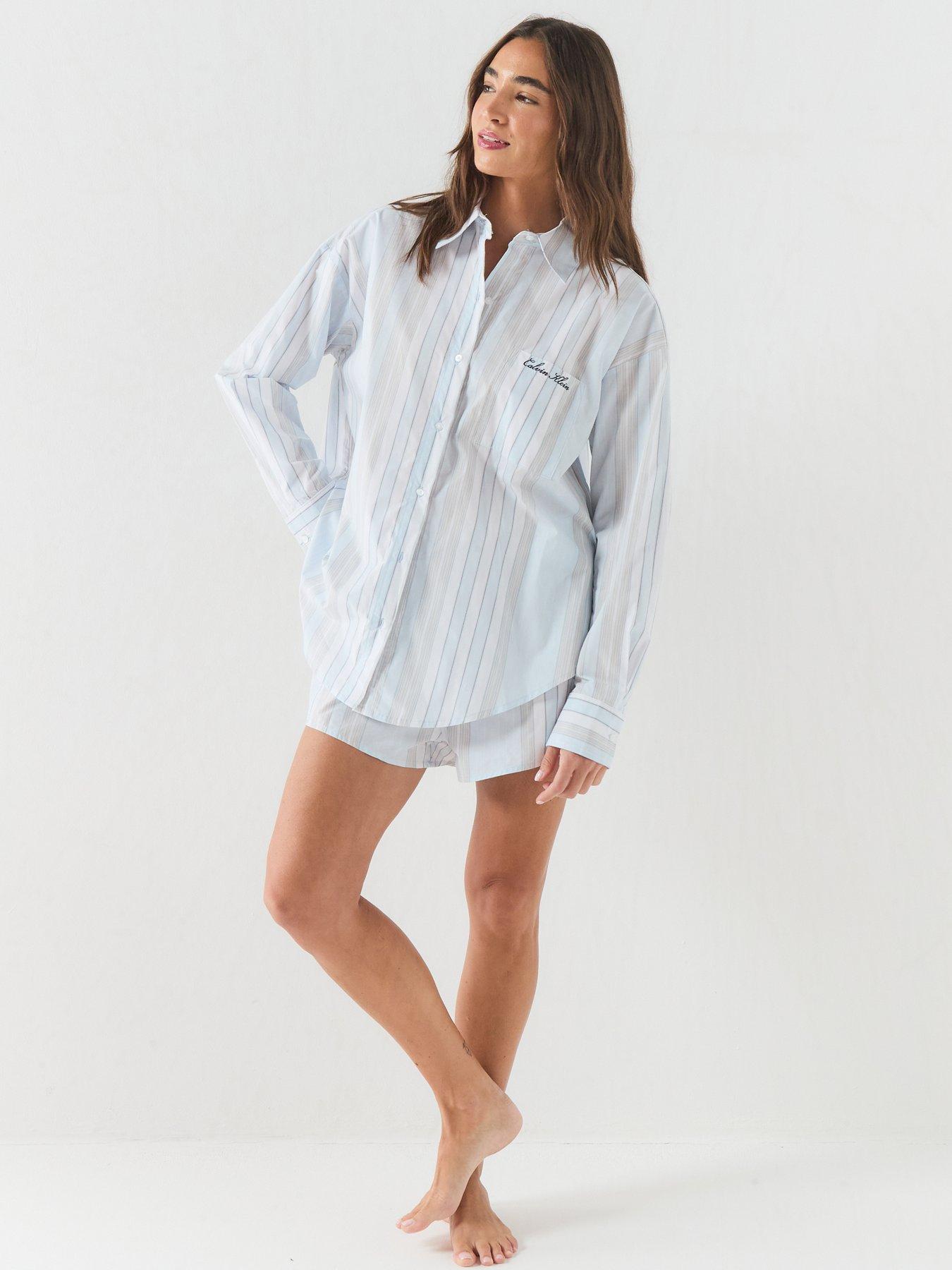 Image 3 of 6 of Calvin Klein Cotton Poplin Pyjama Shirt - White