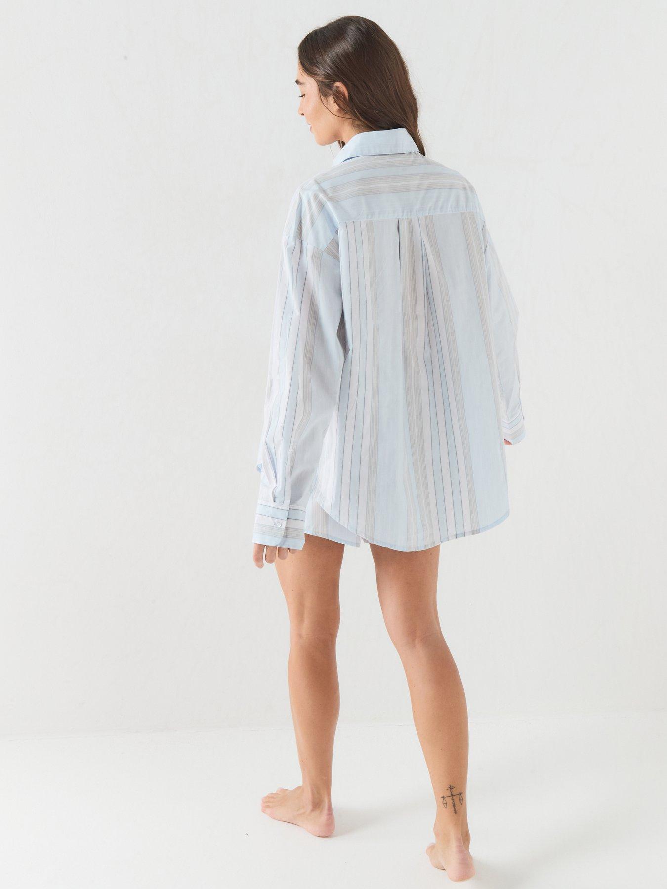 Image 6 of 6 of Calvin Klein Cotton Poplin Pyjama Shirt - White