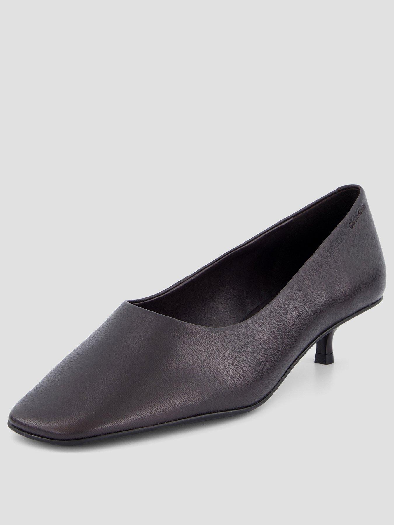 Image 2 of 7 of Calvin Klein Leather Kitten Heel Pumps - Brown