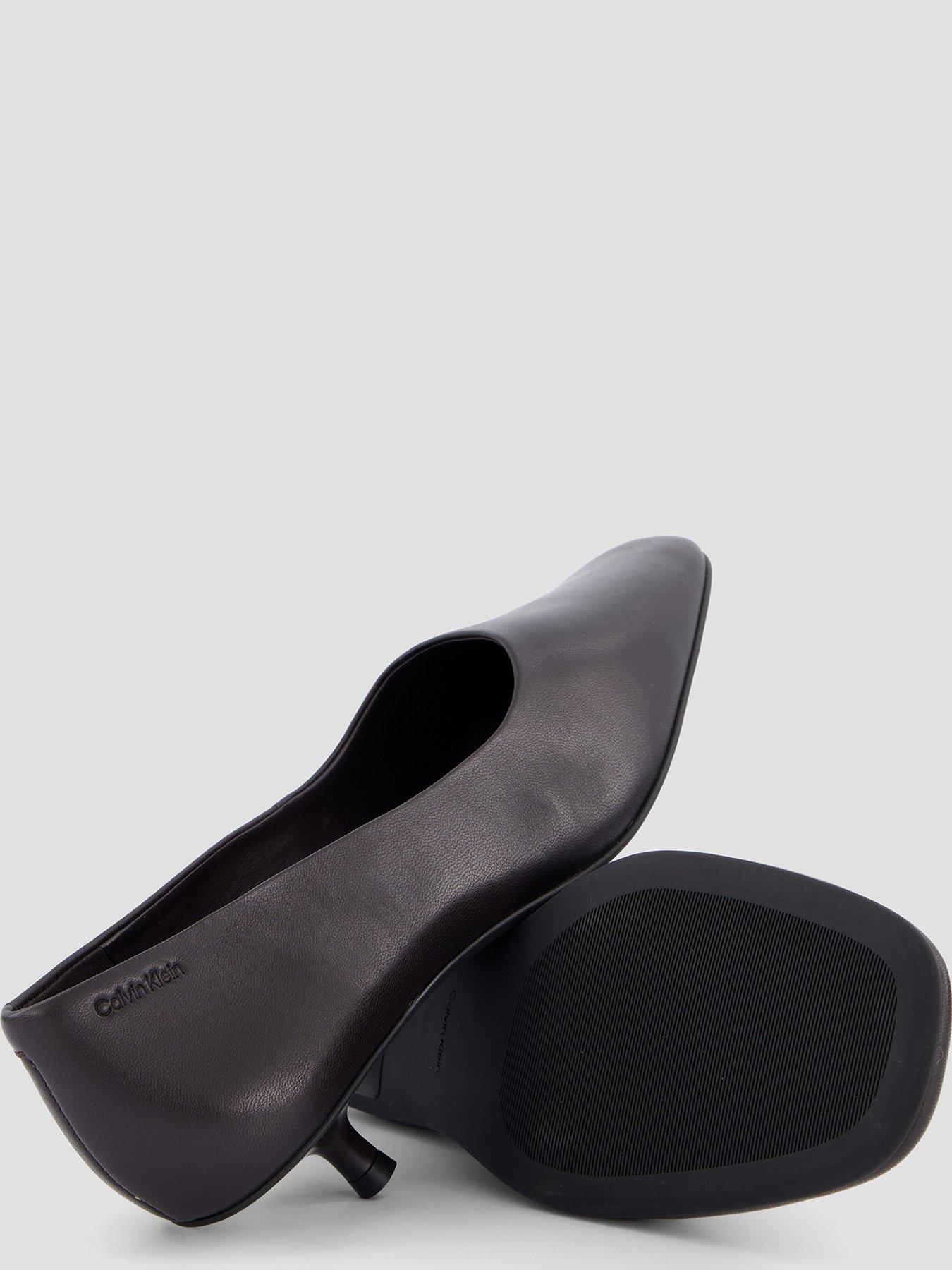 Image 4 of 7 of Calvin Klein Leather Kitten Heel Pumps - Brown