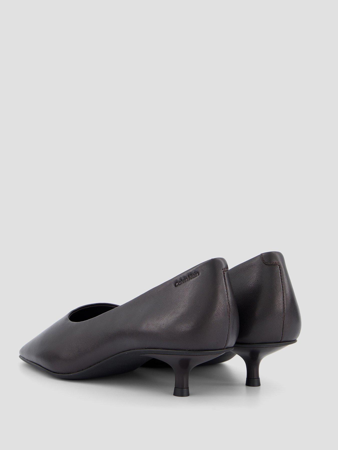 Image 6 of 7 of Calvin Klein Leather Kitten Heel Pumps - Brown