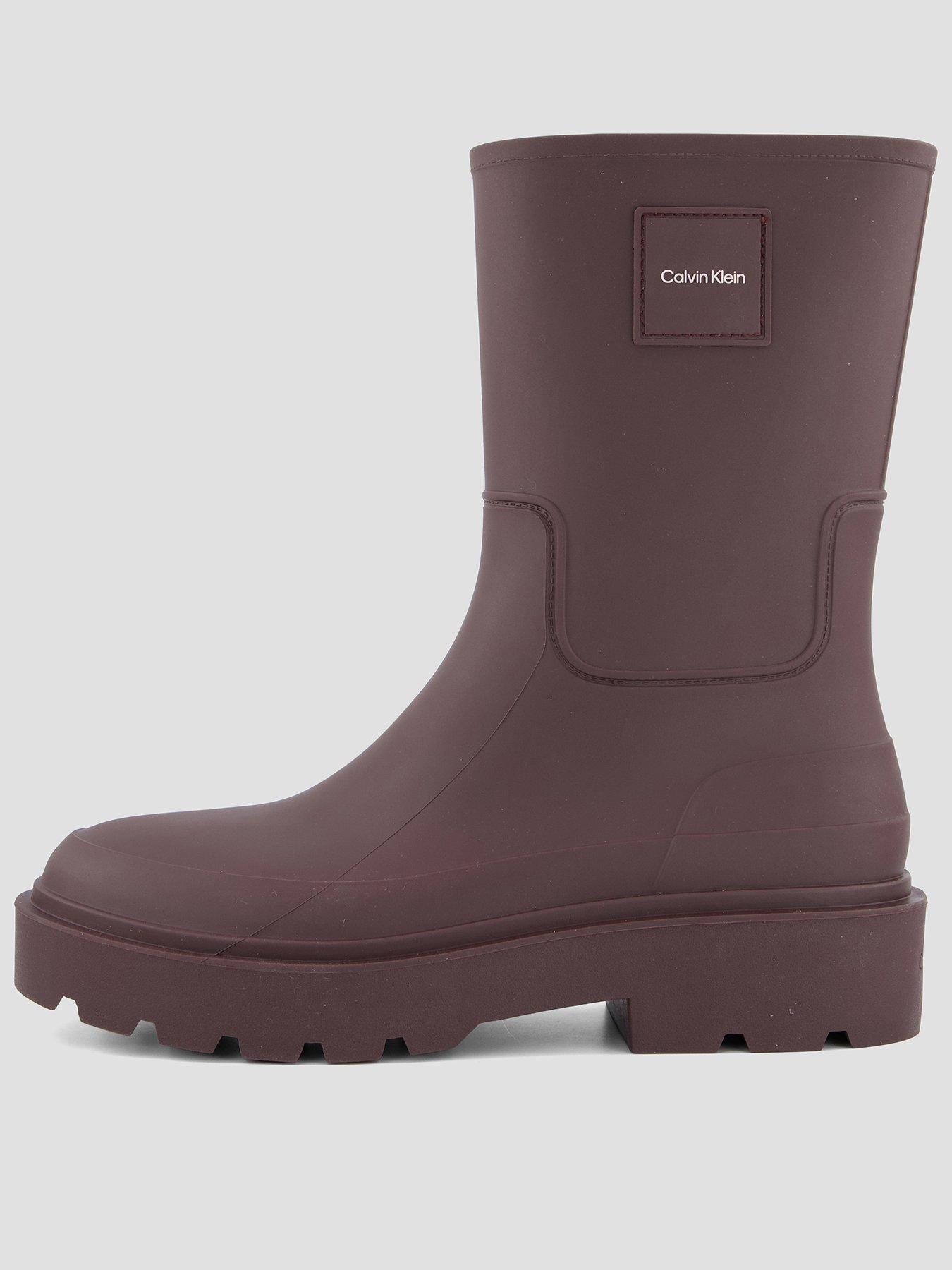 Image 1 of 7 of Calvin Klein Women's Mid Rainboot Rubber Wellington Boots - Brown