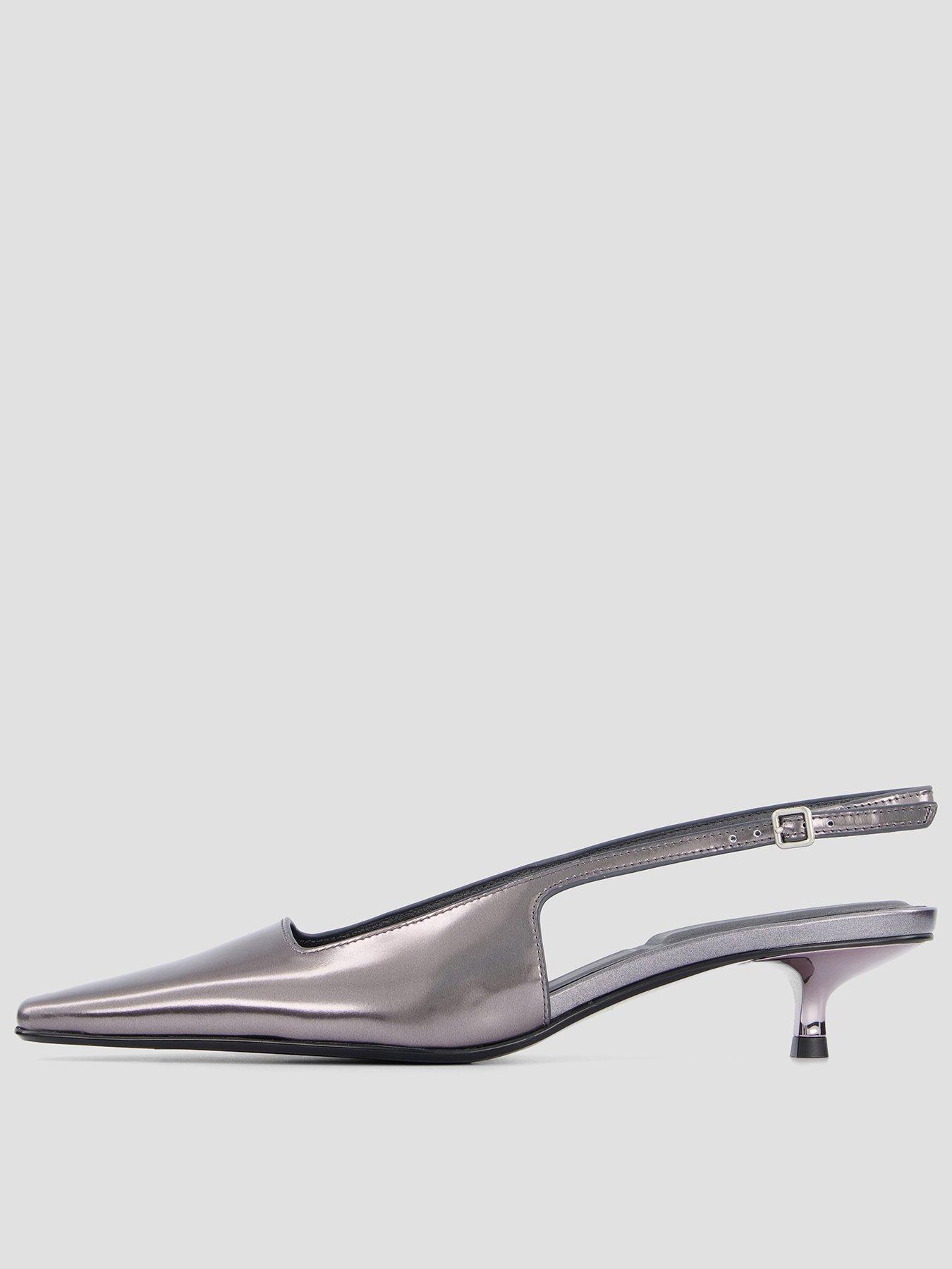 Image 1 of 7 of Calvin Klein Kitten Heel Pump Slingback Shoes - Silver