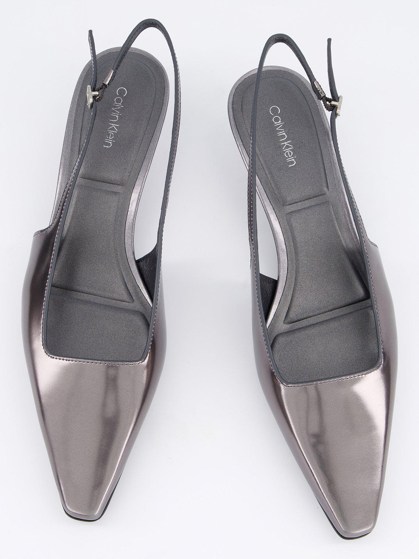 Image 3 of 7 of Calvin Klein Kitten Heel Pump Slingback Shoes - Silver